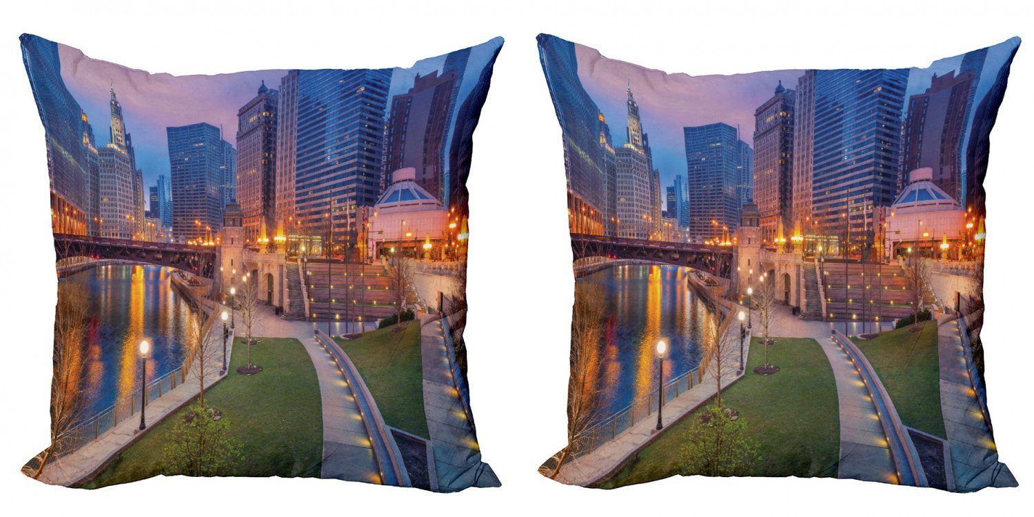 Kissenbezüge Modern Accent Doppelseitiger Digitaldruck, Abakuhaus (2 Stück), Chicago Skyline Stadtansicht Stadt