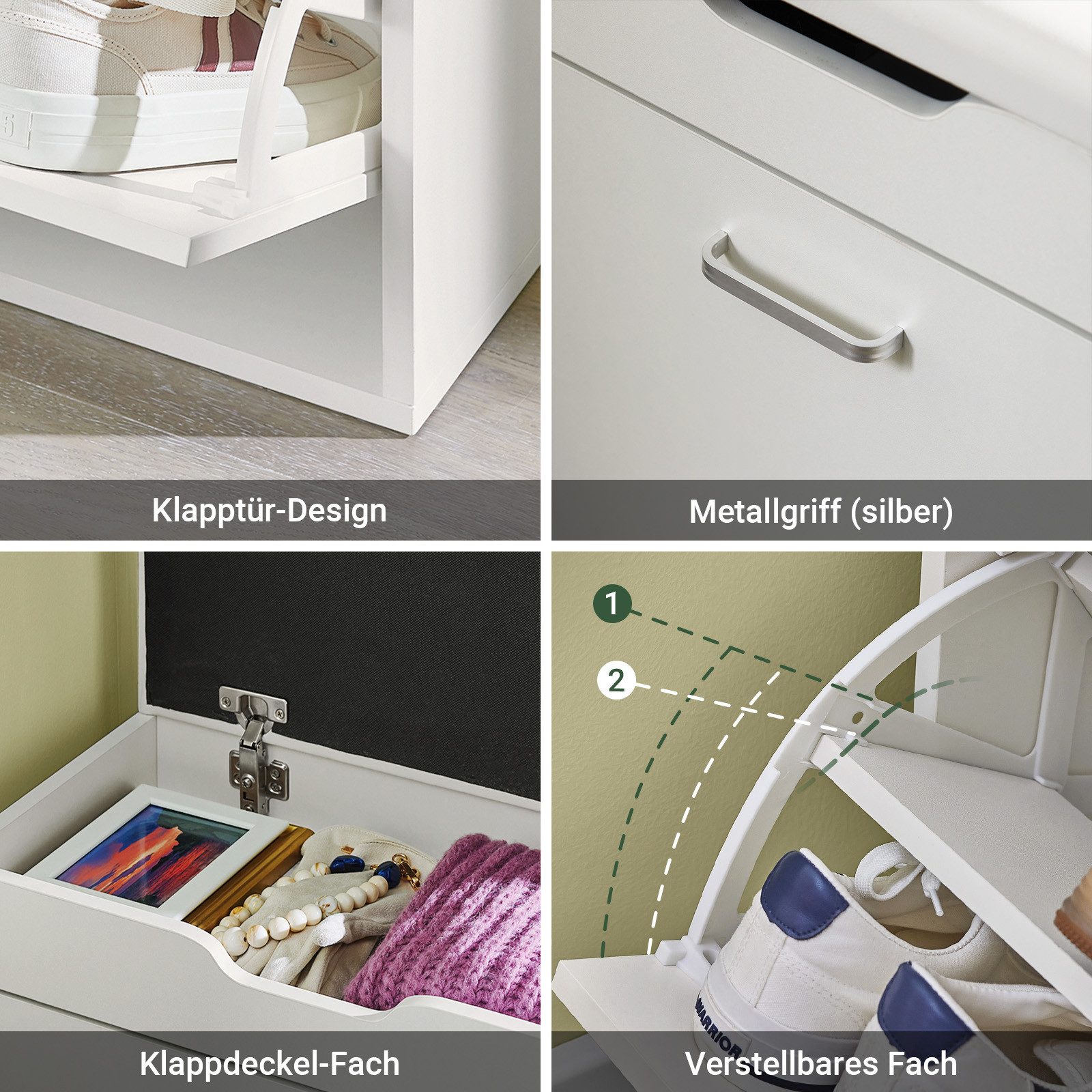 SoBuy Schuhbank FSR95, Schuhkipper mit Sitzkissen, Sitzbank, Schuhregal, Schuhschrank, Sitzkommode Schuhschrank mit Klappe, für 6 Paar Schuhe, Flur Diele – Bild 4 von 5