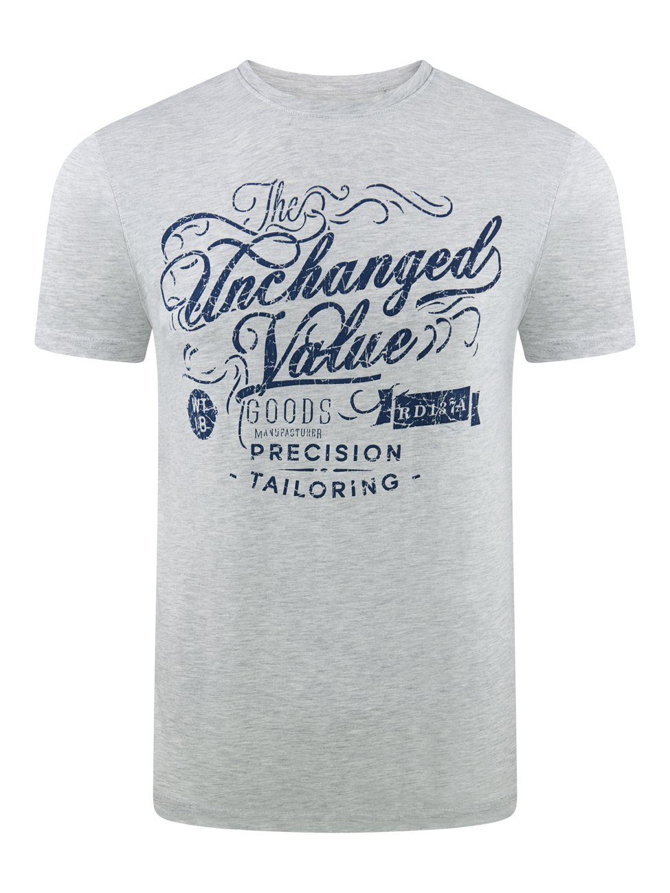 riverso T-Shirt Herren Printshirt RIVLeon Regular Fit (1-tlg) Kurzarm Tee Shirt mit Rundhalsausschnitt aus 100% Baumwolle Hellgrau (GJD)