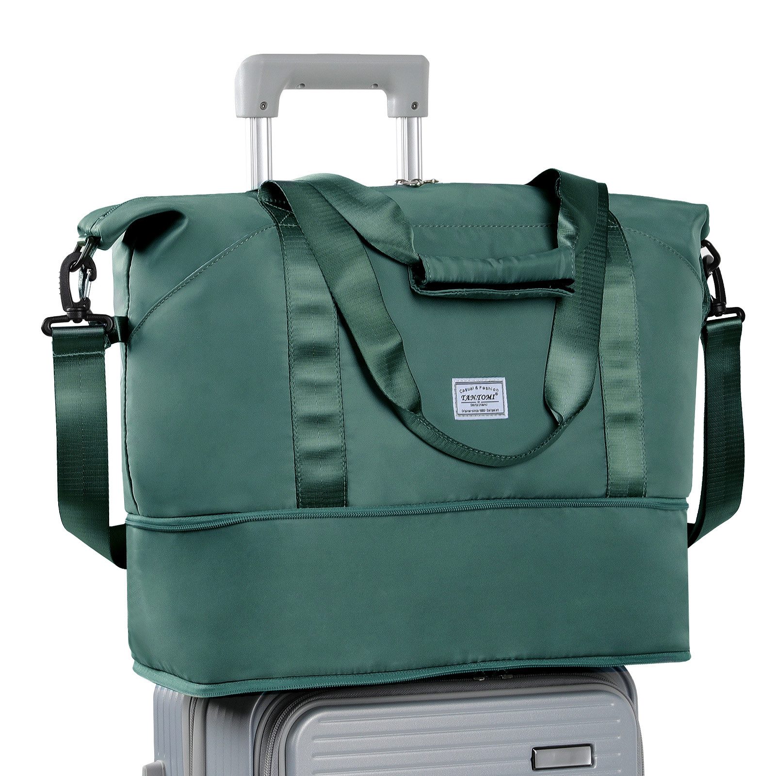 TAN.TOMI Reisetasche Erweiterbares Reisetasche Damen Herren Sporttasche 42x28x23 Handgepäck (Erweiterbares Weekender Bag mit Nassfach), Schwimmtasche Wasserdicht Travel Bag Fitnesstasche Trainingstasche