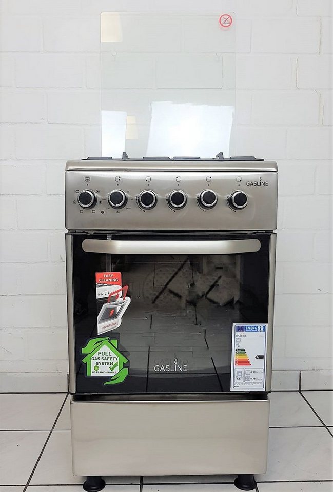 Gasline GasStandherd mit Elektrobackofen 50cm SHGE5060INX, mit Grill und Drehspießfunktion Gasline GasStandherd mit Elektrobackofen 50cm SHGE5060INX, mit Grill und Drehspießfunktion