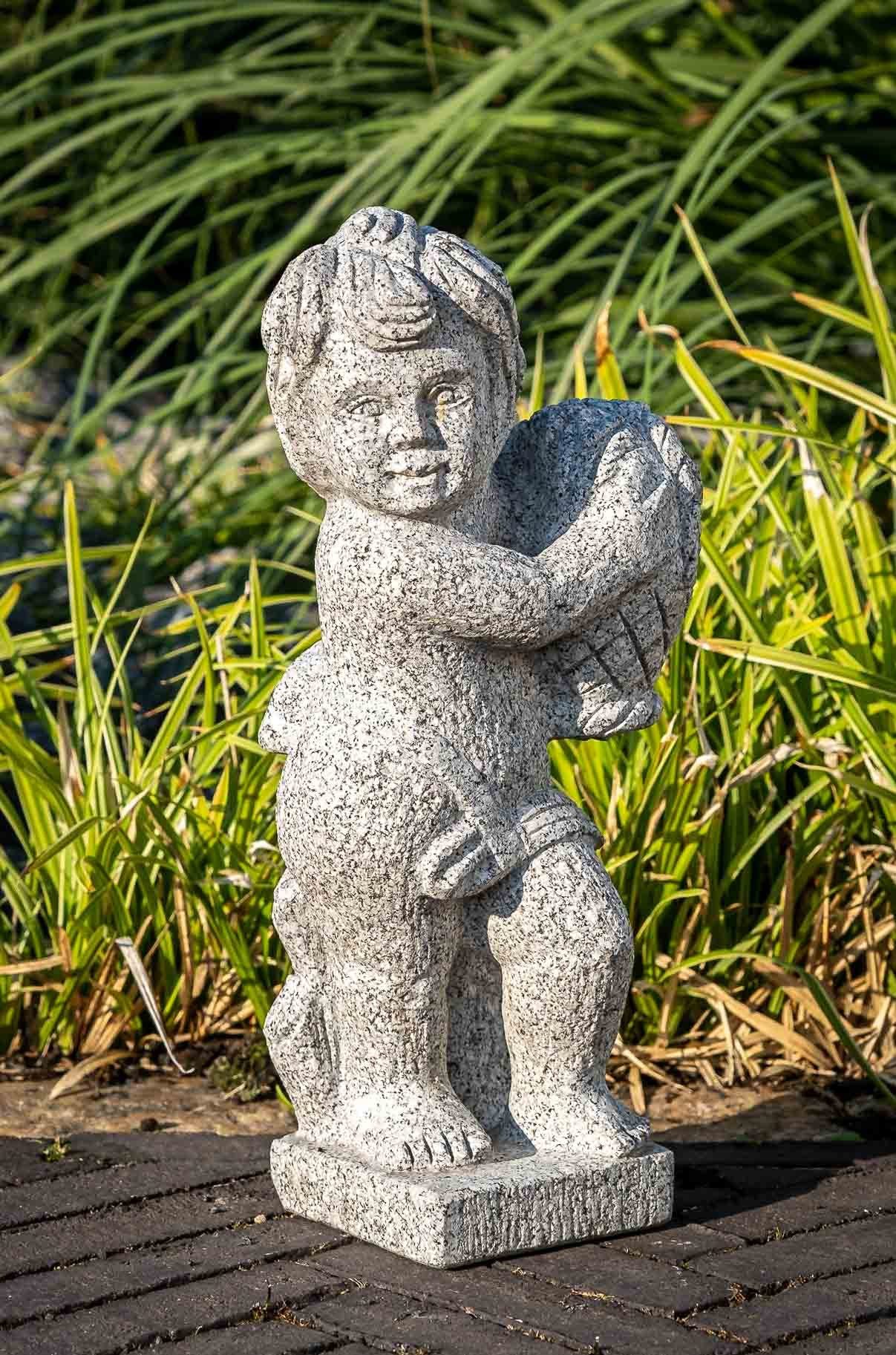 IDYL Gartenfigur Figur ein sehr – robust und gegen Regen Naturprodukt UV-Strahlung. – Frost, witterungsbeständig – IDYL Engel, Granit Granit