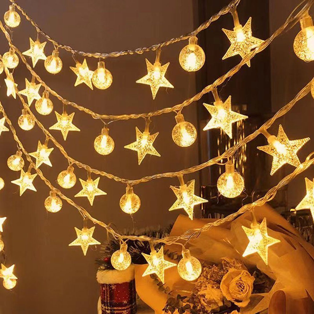 DAYUT LED-Lichterkette Light Warm Star 3m Lights Weihnachtsbaumschmuck, String