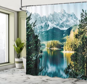 Abakuhaus Duschvorhang Moderner Digitaldruck mit 12 Haken auf Stoff Wasser Resistent Breite 175 cm, Höhe 180 cm, Winter Berg Frozen Lake