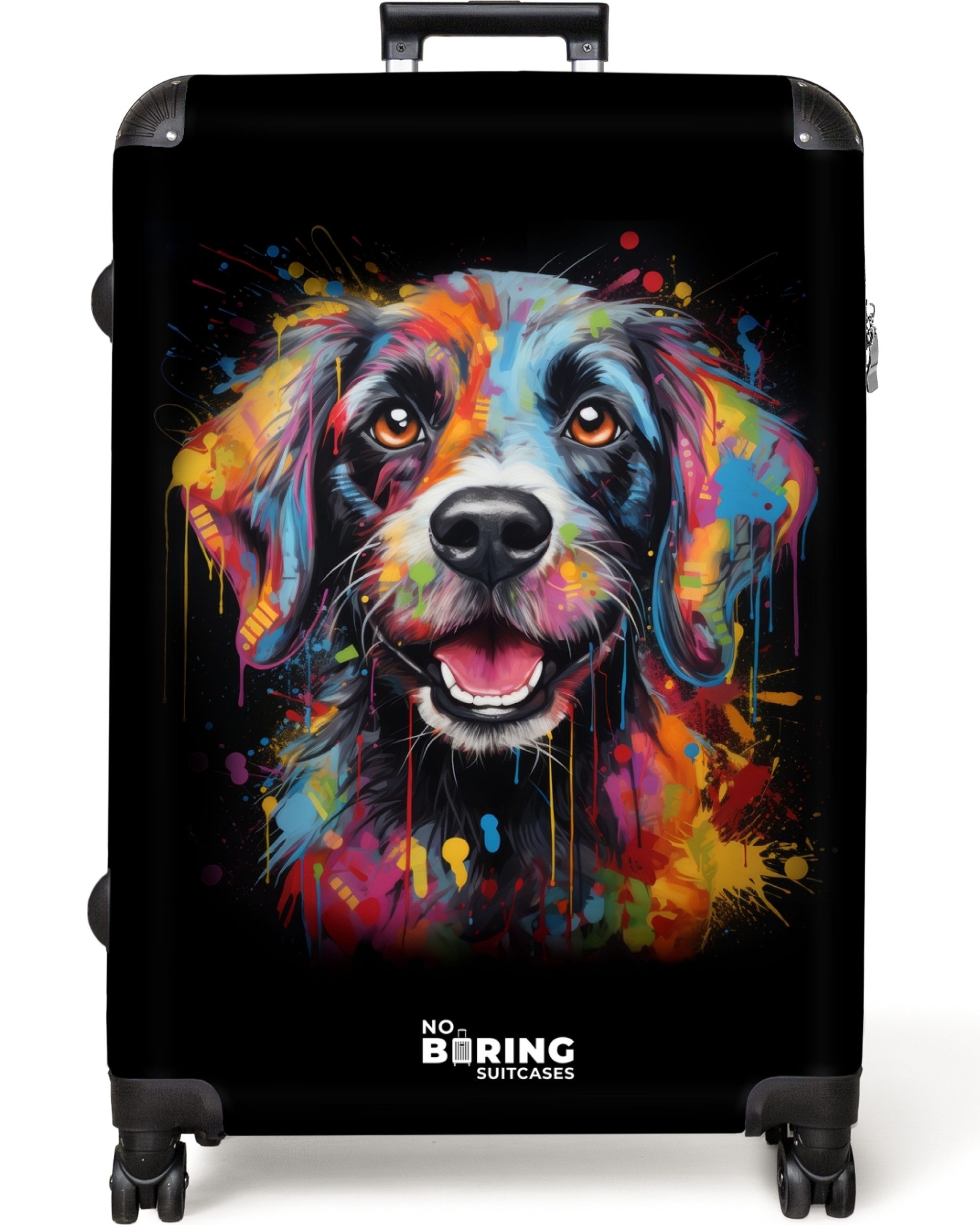 NoBoringSuitcases.com© Hartschalen-Trolley Hund als bunte Graffiti-Kunst günstig online kaufen