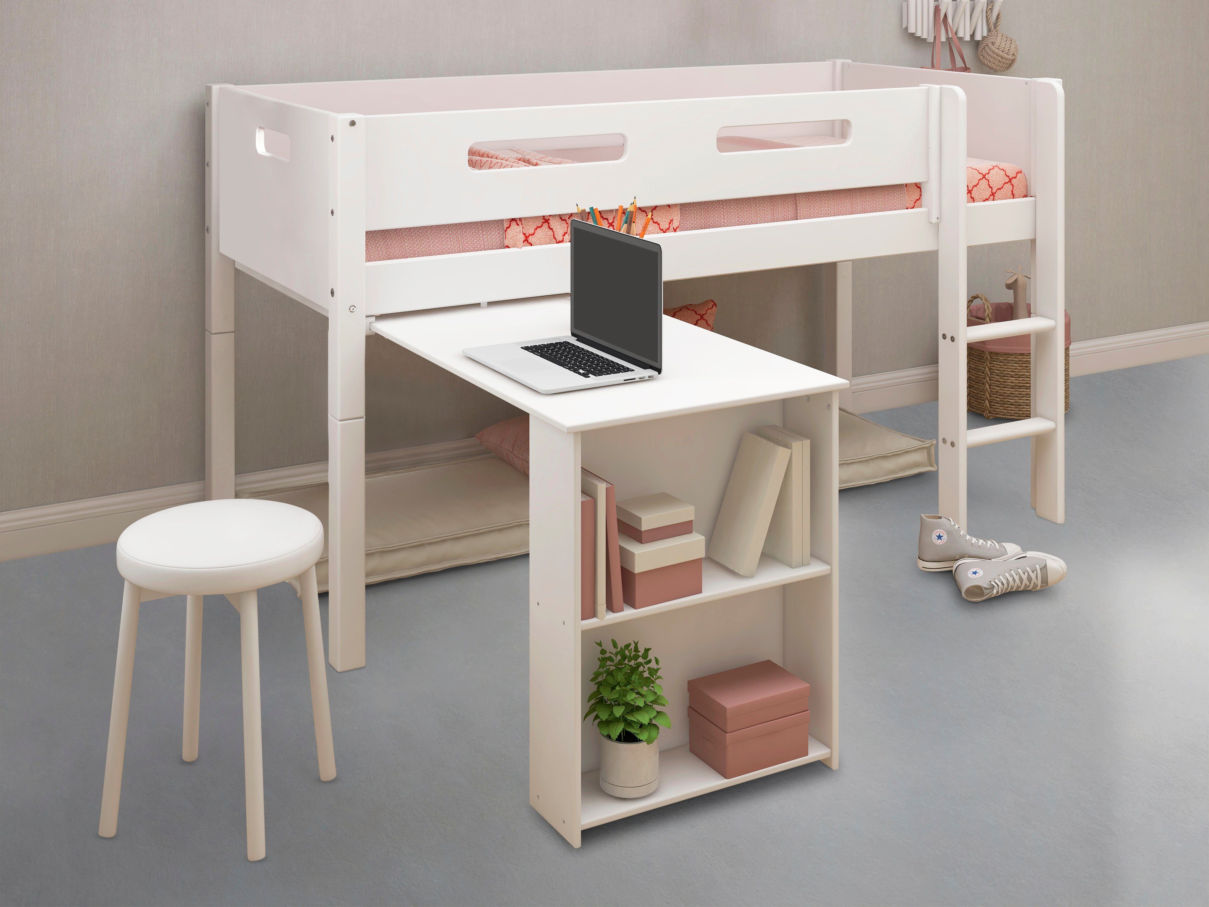 Rollrost, produziert Thuka (5-tlg), Flexa,m. Thuka Schreibtisch auf Rollen by herausziehb. Spielbett Nordic