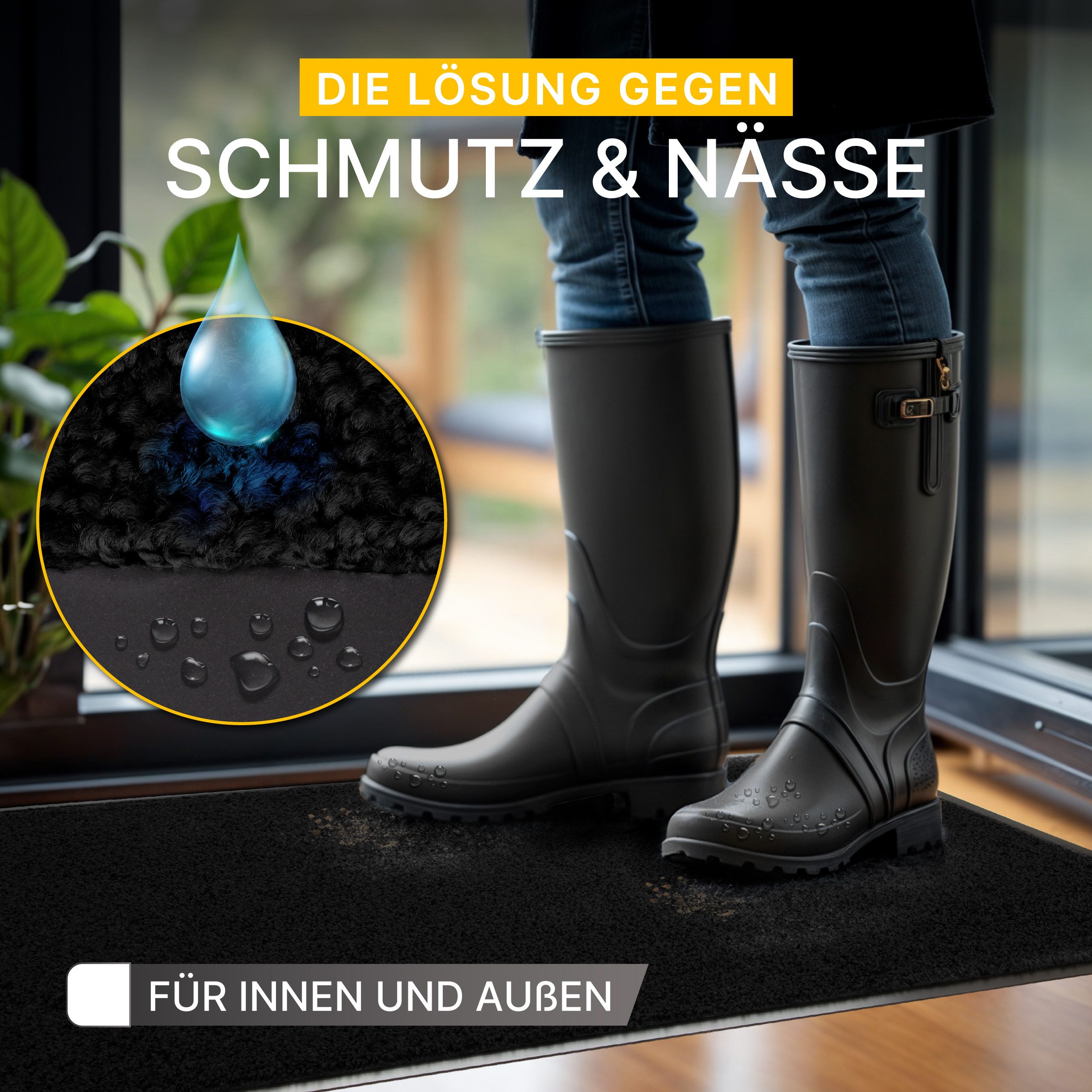 Entrando Fußmatte FIEL, Rechteckig, Höhe: 7 mm, Schmutzfangmatte Innen & Außen waschbar rutschfest dünn saugstark