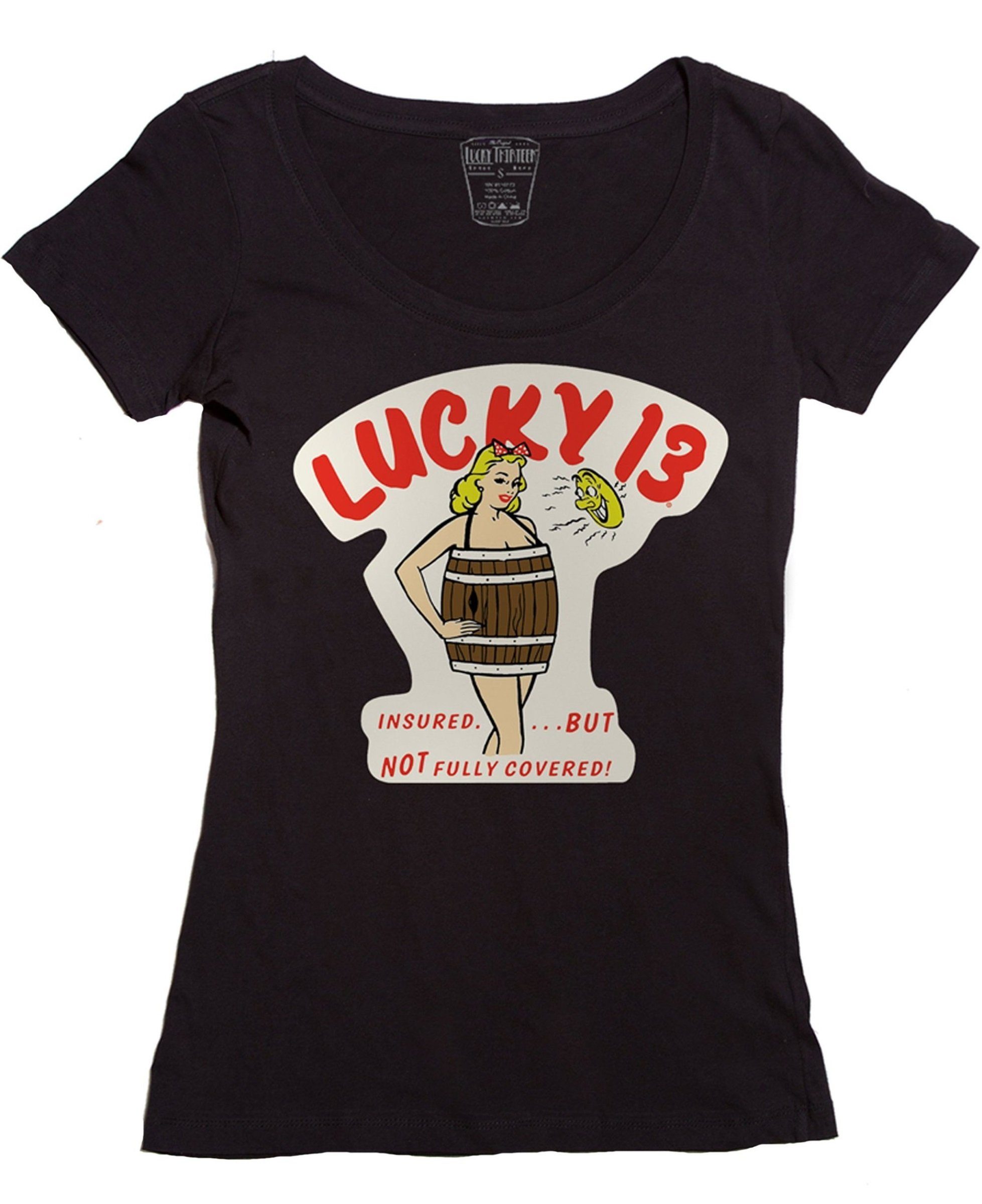 Lucky 13 T-Shirt Lucky 13 Damen T-Shirt Insured Scoop-Neck Adult