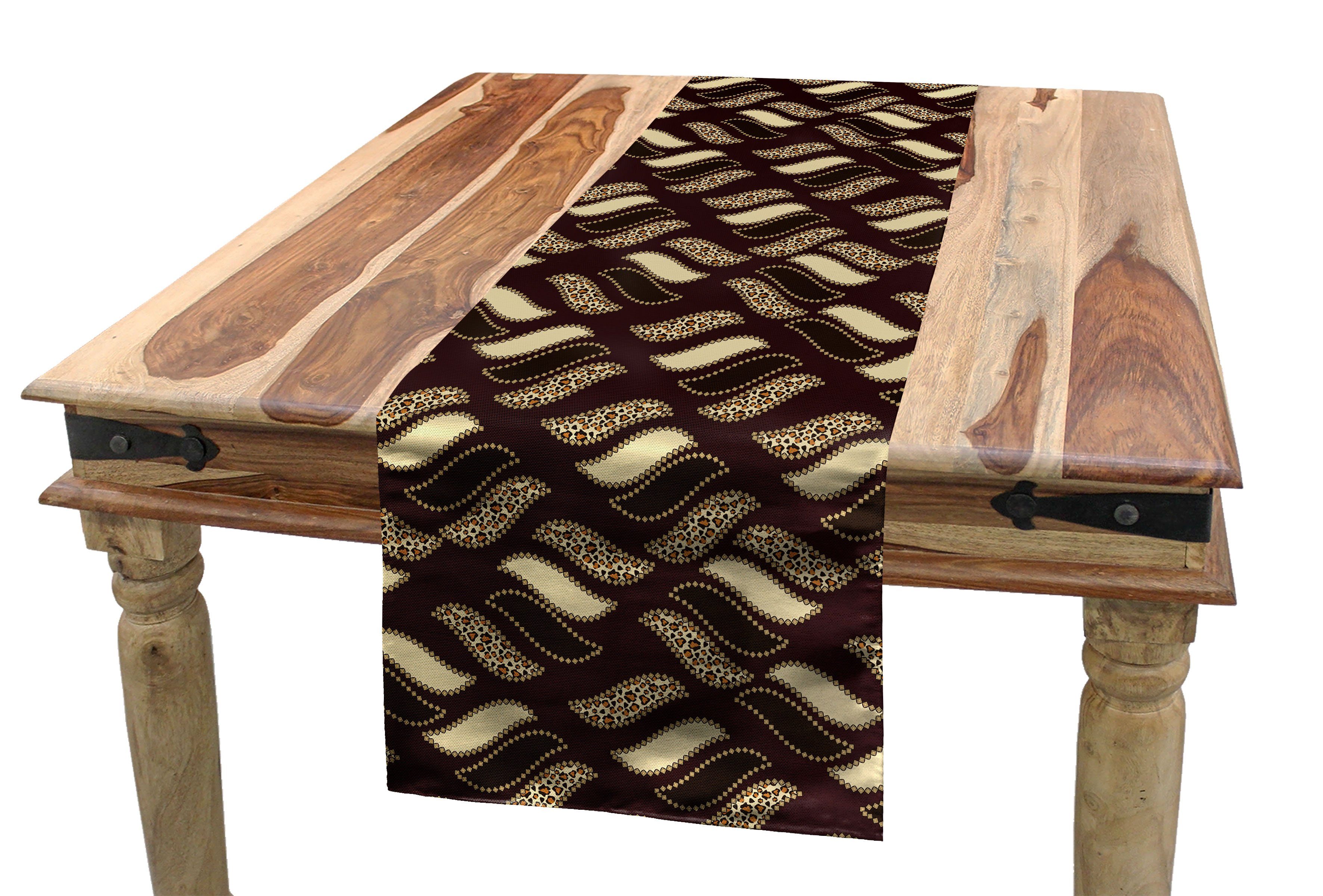 Dekorativer afrikanisch Rechteckiger Haut Tischläufer, Cheetah Indigene Küche Esszimmer Abakuhaus Tischläufer