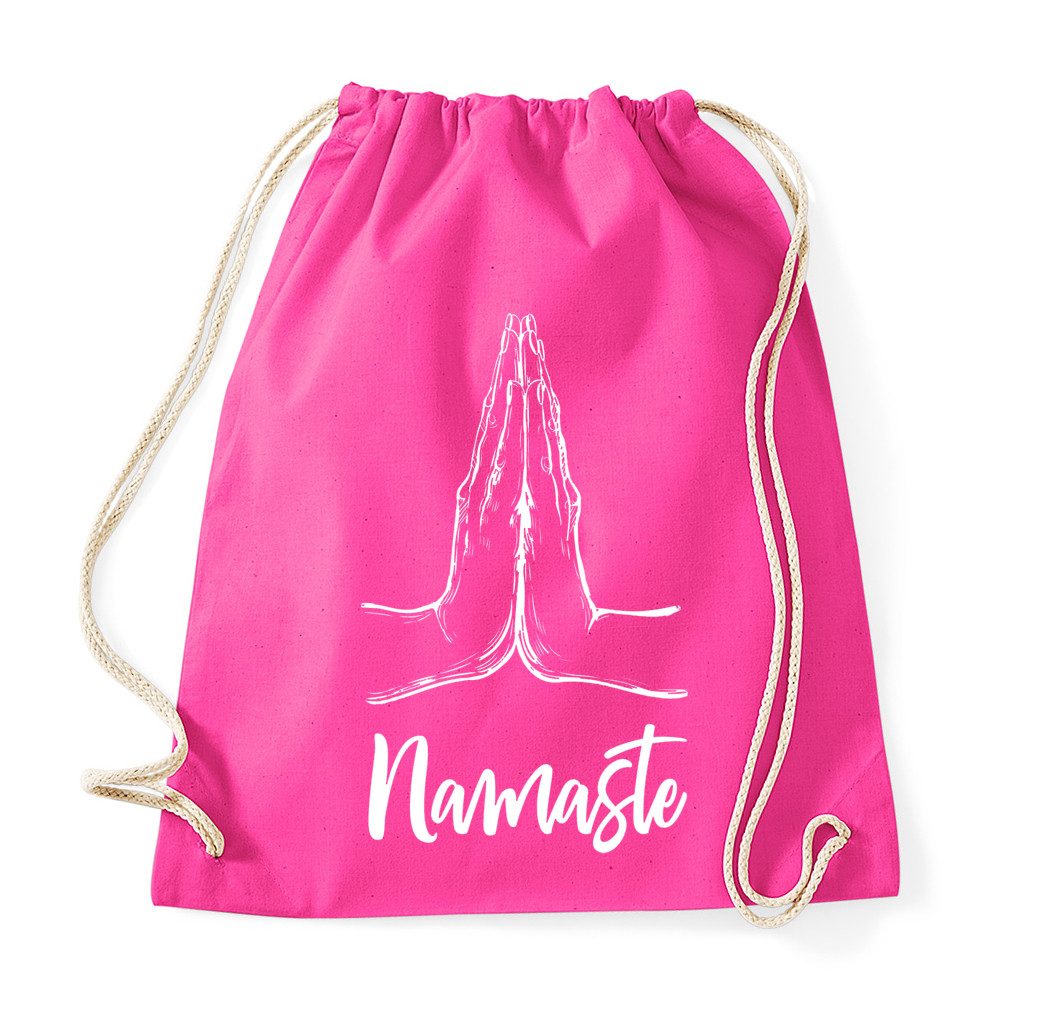 Blondie & Brownie Turnbeutel Turnbeutel Namaste Print Baumwolle Sportbeutel Rucksack Alltag (Einzelartikel), Turnbeutel Namaste Print Baumwolle Sportbeutel Rucksack Alltag