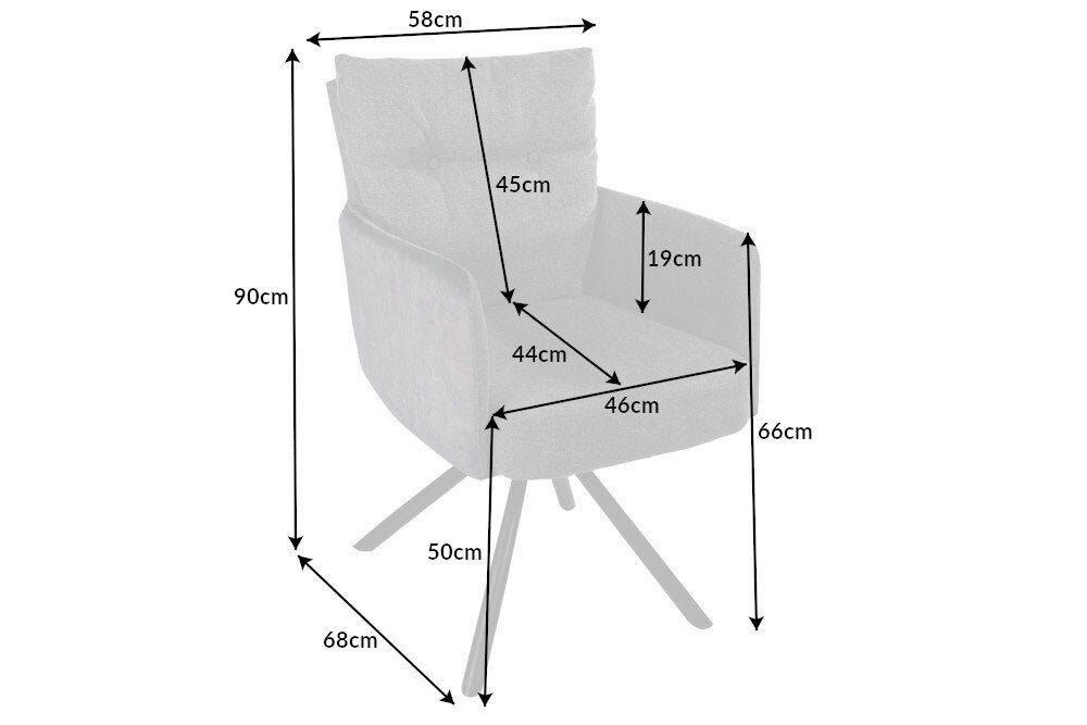riess-ambiente Polsterstuhl BIG GEORGE grau / schwarz · Esszimmerstuhl mit Armlehne (Einzelartikel, 1 St), Samt-Bezug · Stoff-Sitzfläche · 360° drehbar · Federk – Bild 5 von 5