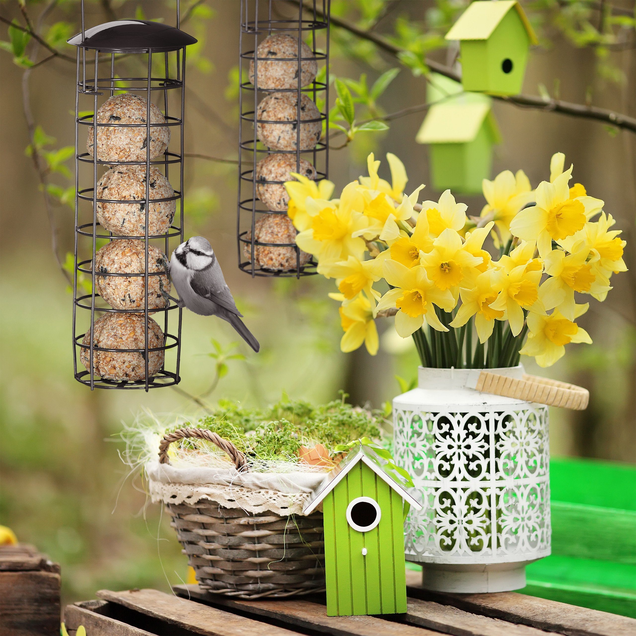 relaxdays Futterspender Meisenknödelhalter in Grau