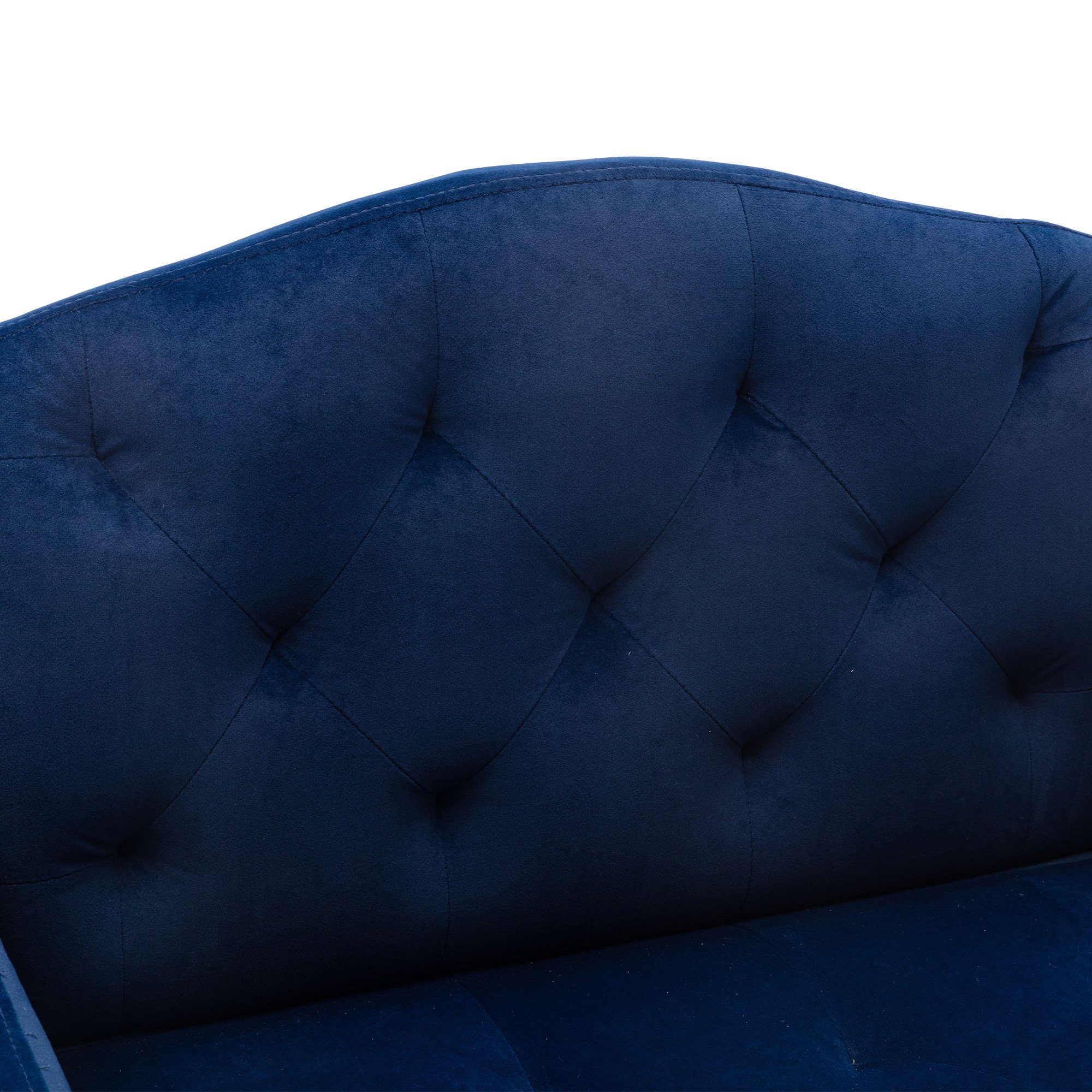 Lesesessel (DZF838NY Loungesessel Sofa), Solu Luxus-Vintage Füßen Relaxsessel mit Super Navy, Samt Goldenen 1-St., Moderner