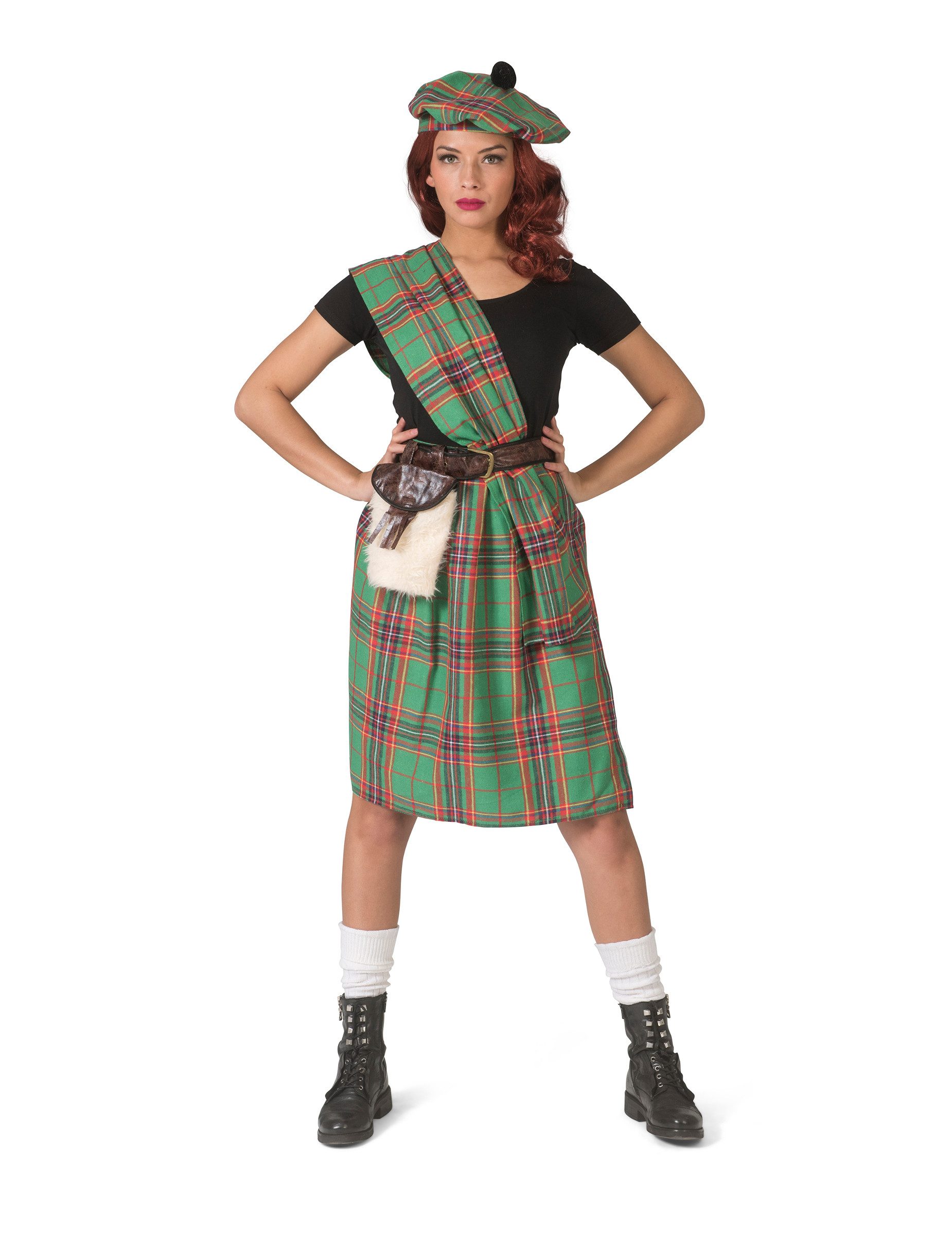 Espa Kostüm Schottin-Kostüm für Damen Faschingskostüm grün-rot