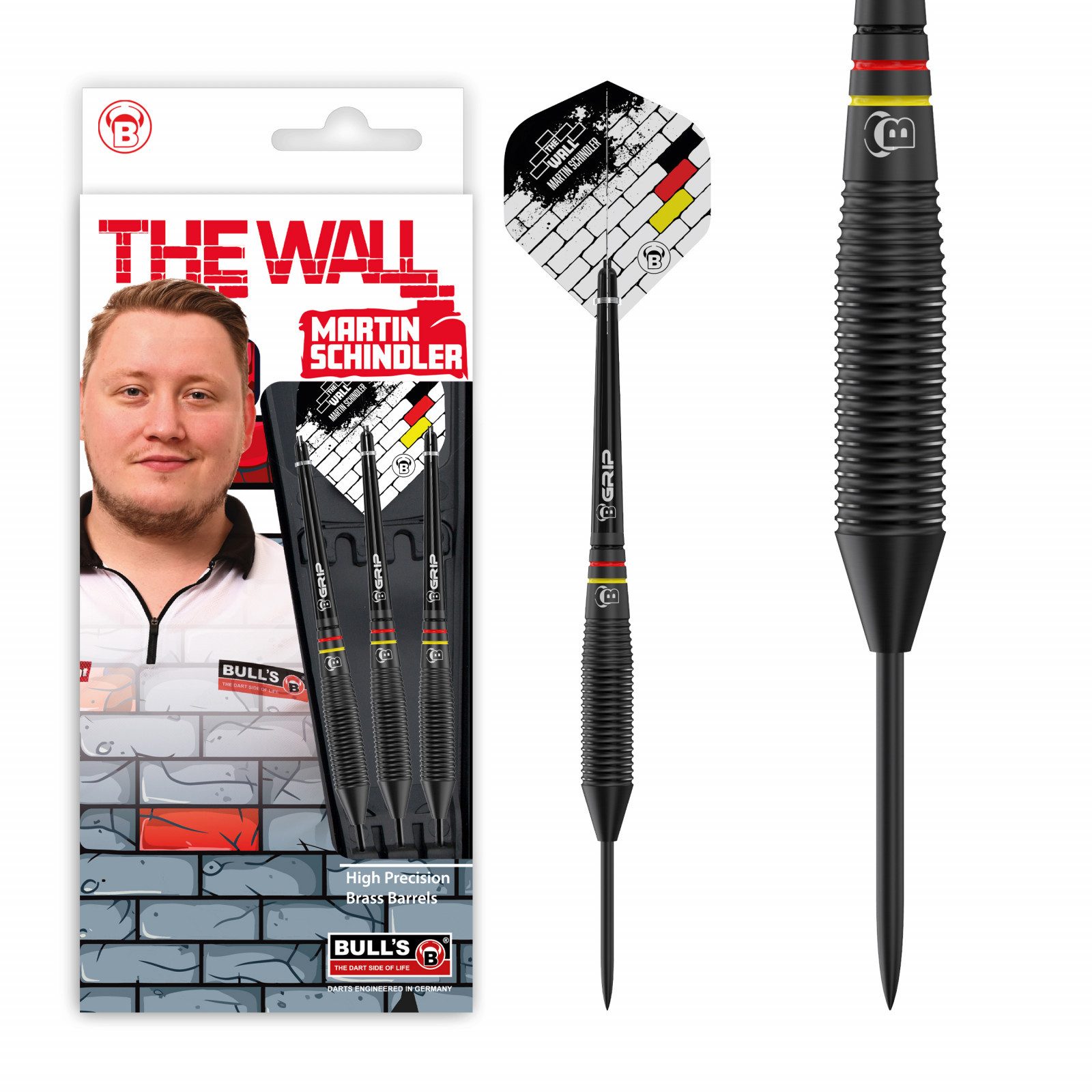 Dartpfeil BULL'S Martin Schindler Black Brass Steeldart, 21g.