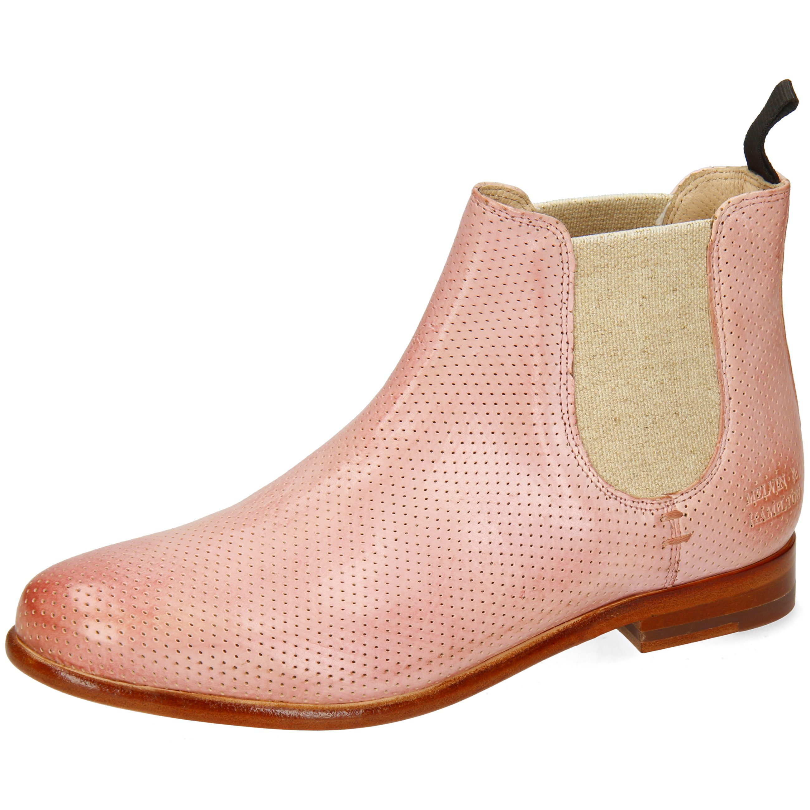 Melvin & Hamilton Selina 57 Stiefelette Imola Perfo Pale Rose Elastic Lino