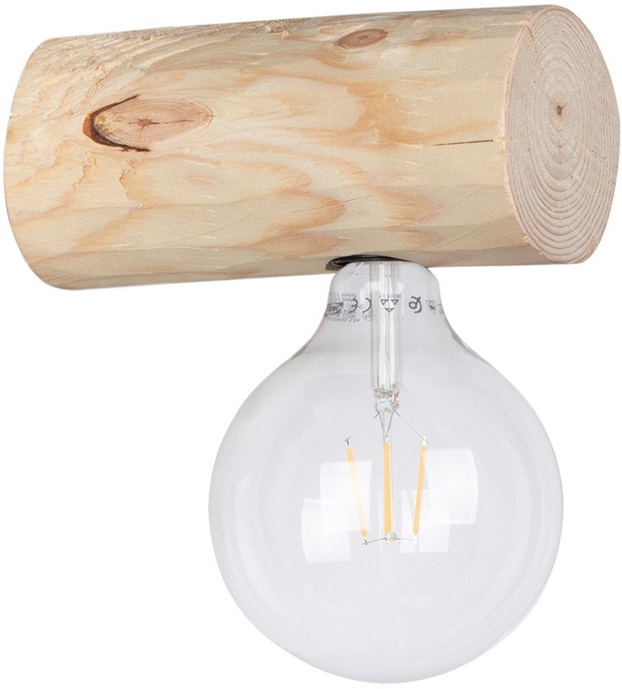 SPOT Light cm Leuchtmittel massivem aus Wandleuchte Ø wechselbar, SIMPLE, TRABO 8-12 Holzbalken Kiefernholz