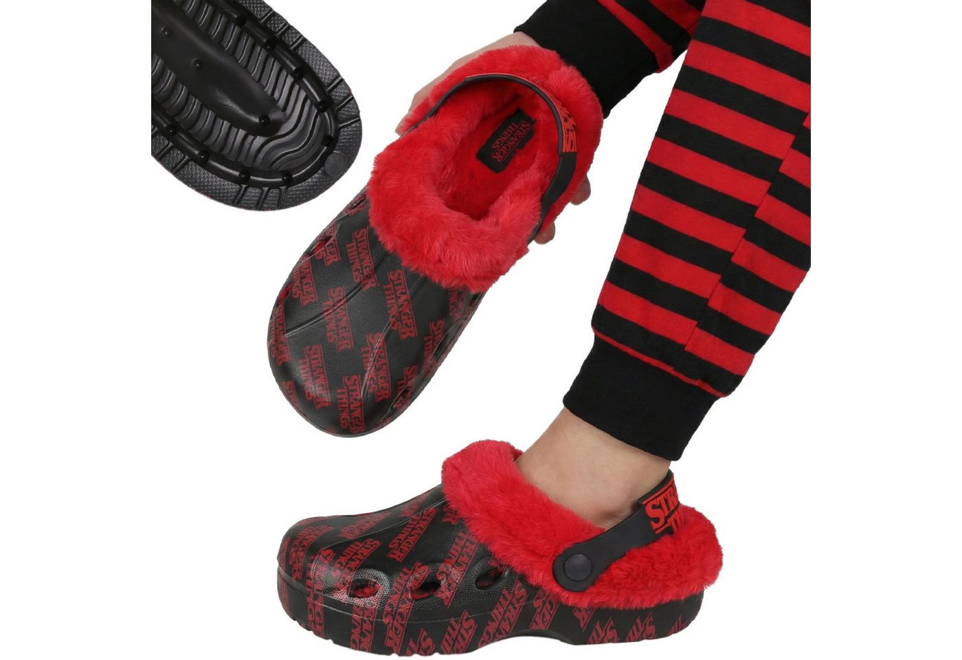 Stranger things Stranger Things gefütterte Damen Hausschuhe, Clogs mit Fell Plüsch Hausschuhe
