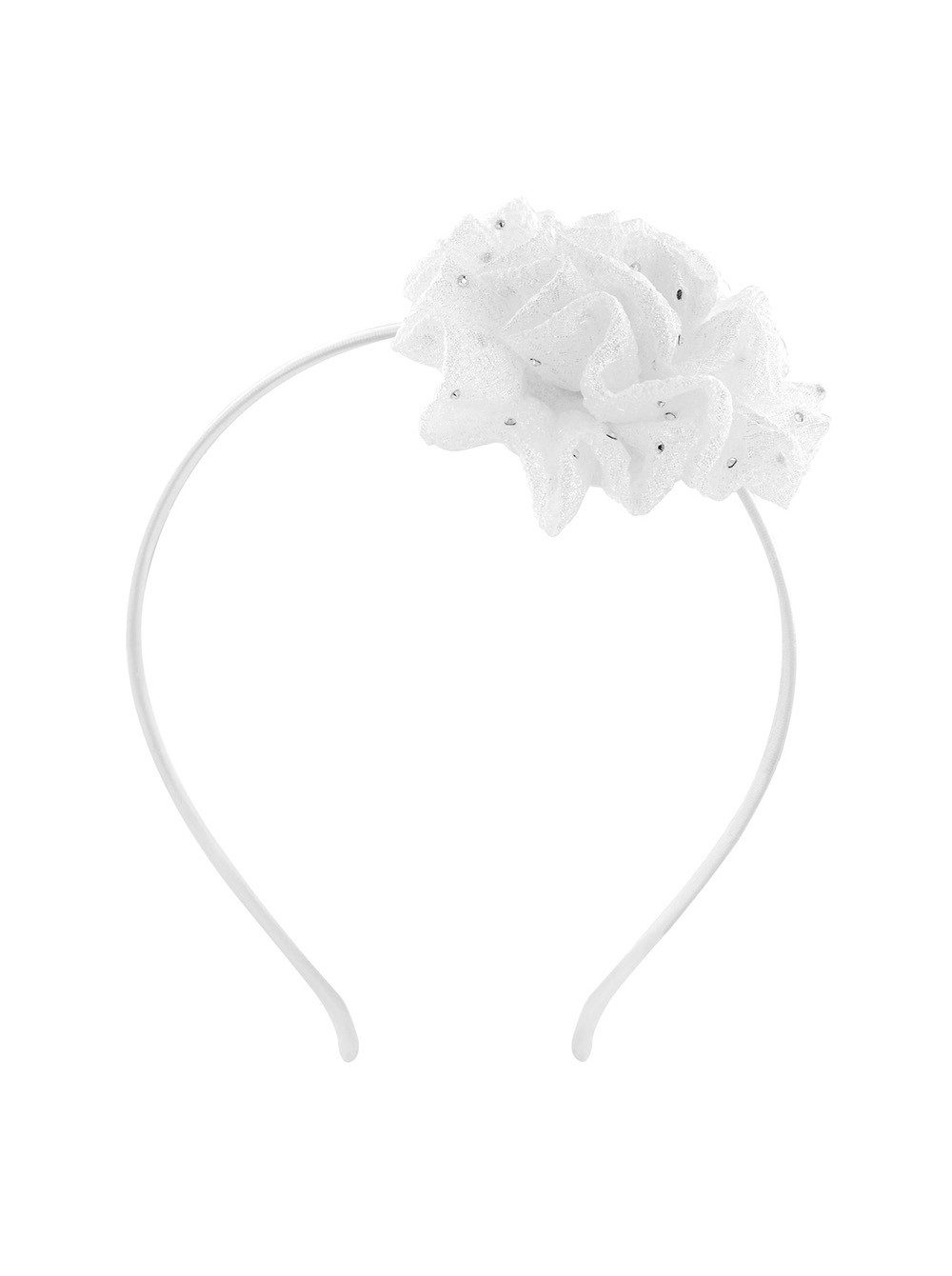 axy Haarreif Blumen Haarreif zur Kommunion in Weiss, Kinder Haarschmuck Haarreif mit Stoffblumen