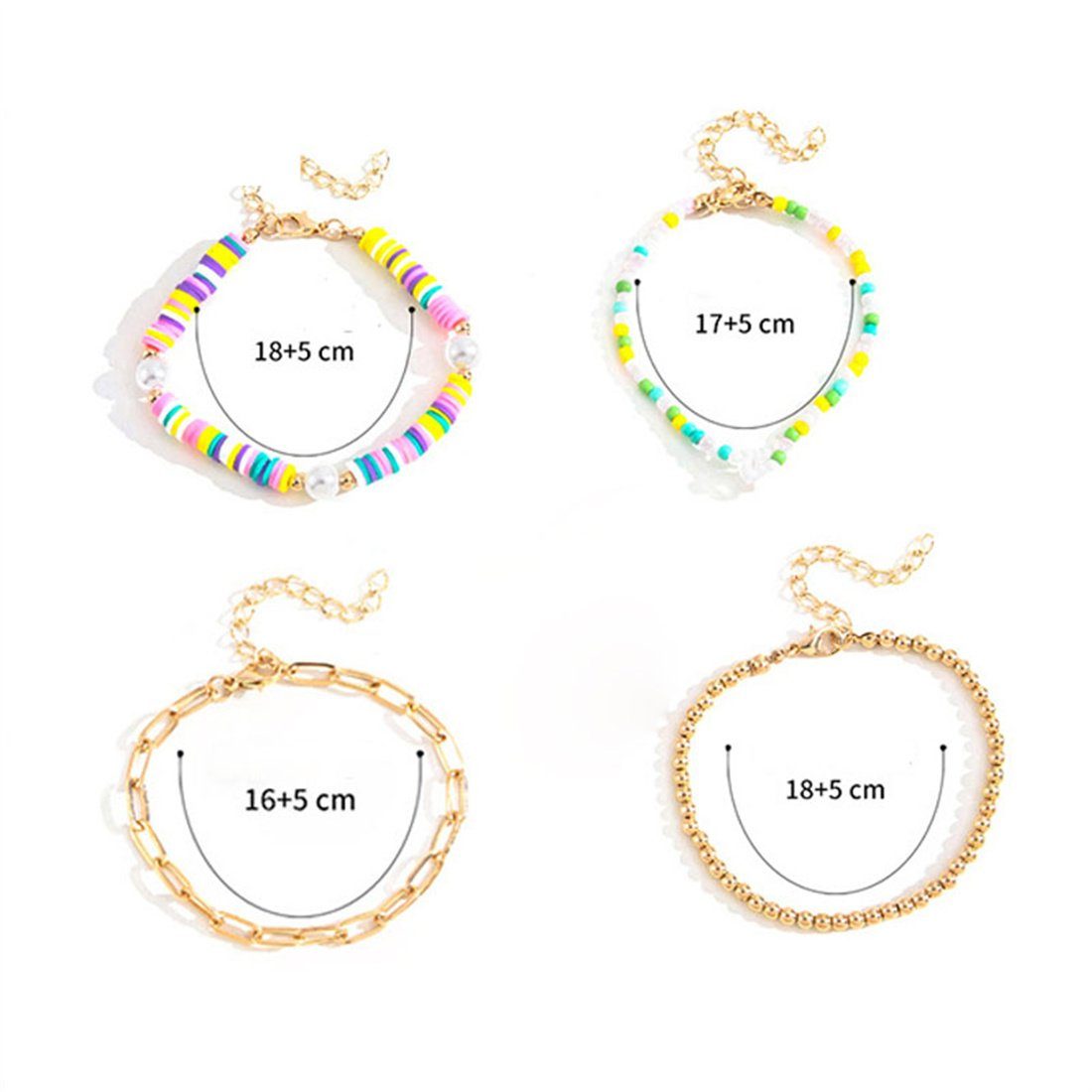 DÖRÖY Armband Buntes Perlenarmband-Set für Mädchenarmbänder Frauen, 4er-Set