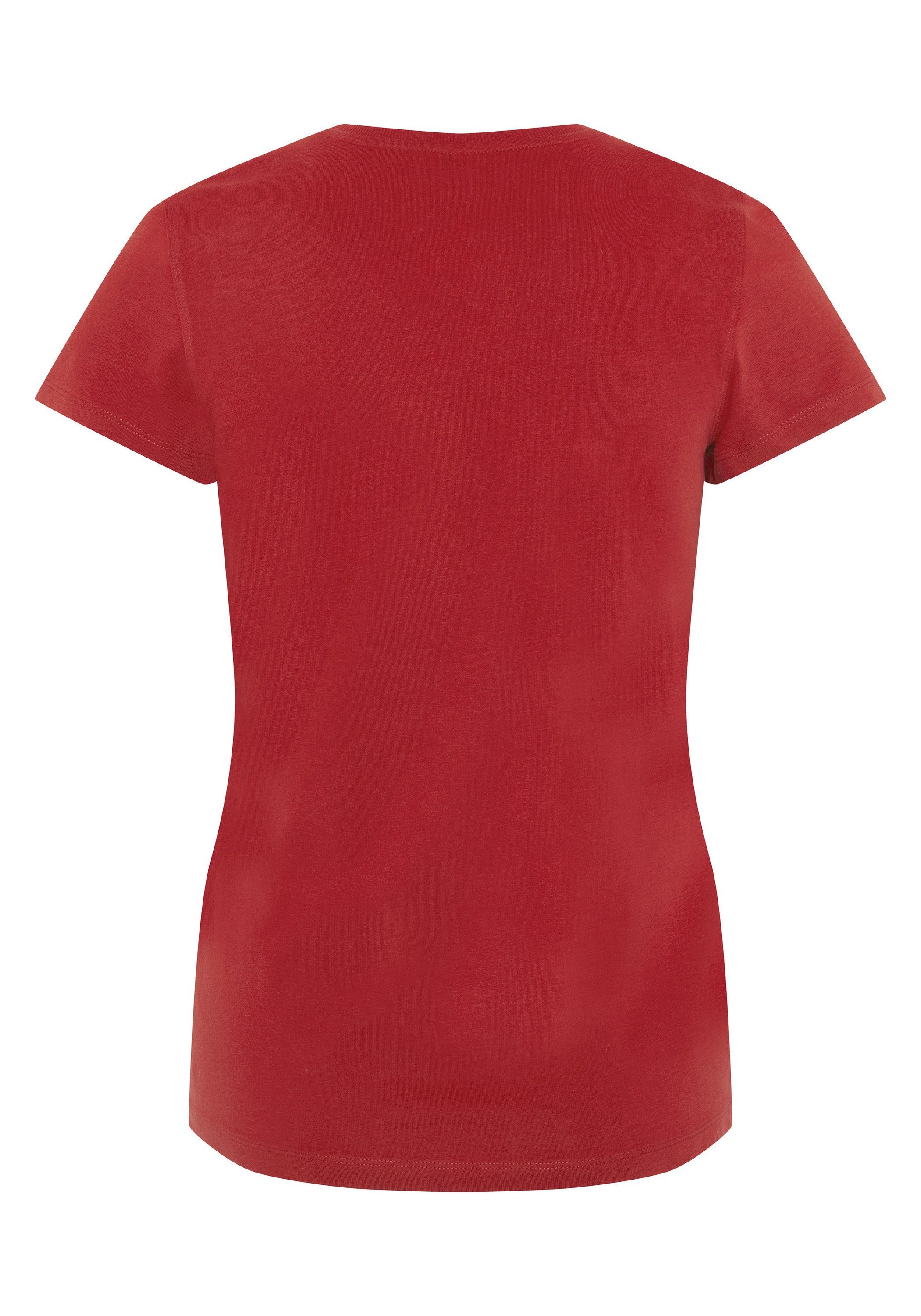 Oklahoma Jeans Print-Shirt Jersey-Qualität weicher 19-1554 Savvy Red aus