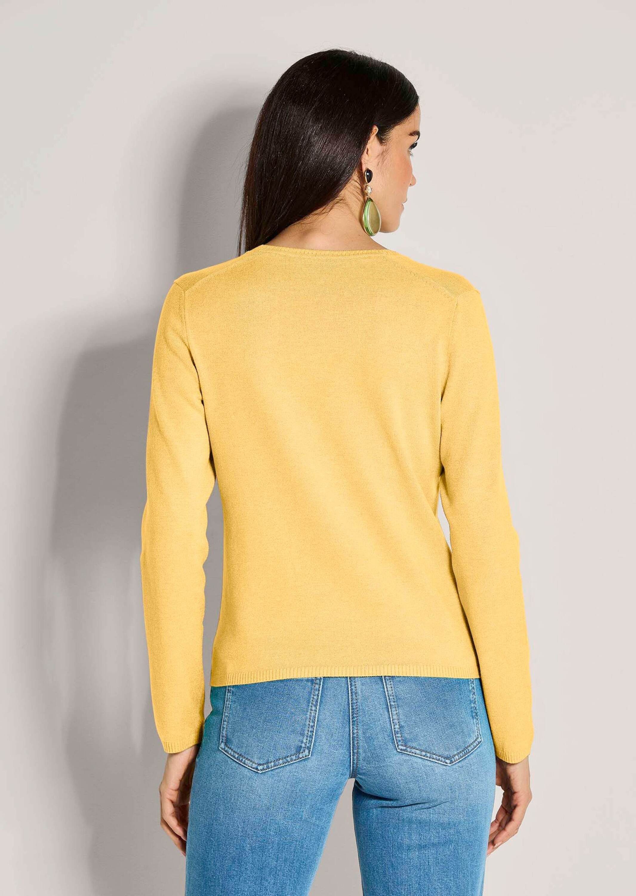 MADELEINE Strickjacke Langarm Jacke im Feinstrick mit V-Ausschnitt Elegante, dünne Jacke mit Knopfverschluss, aus Modal