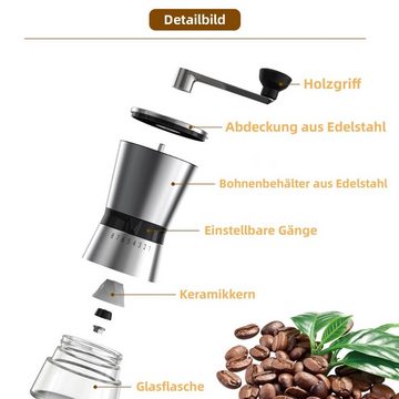 Welikera Kaffeemühle Manuell/Hand mit Keramikmahlwerk,Espressomühle mit 8 Mahlstufen