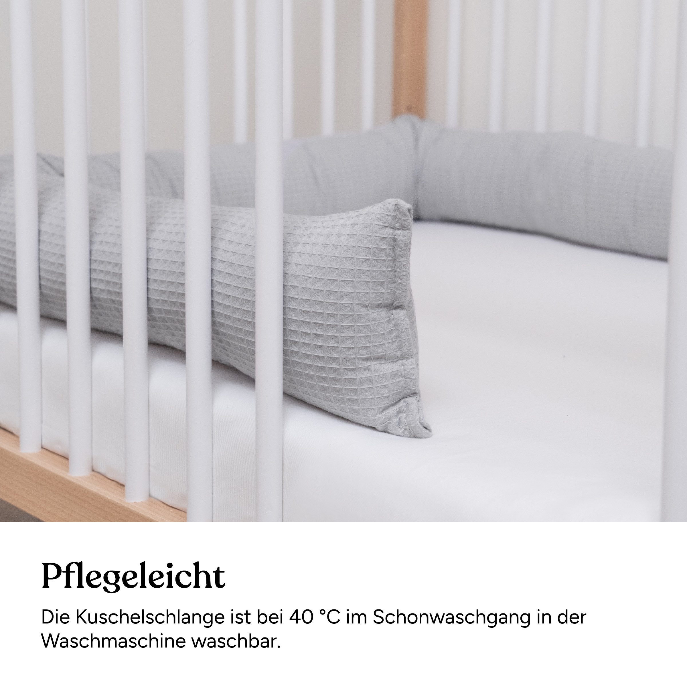 Ehrenkind Nestchenschlange Bettschlange aus 100% Bio-Baumwolle, Schutz und Geborgenheit, (Kuschelschlange, Bettumrandung Babybett), Bettschlange Baby – Bild 5 von 5