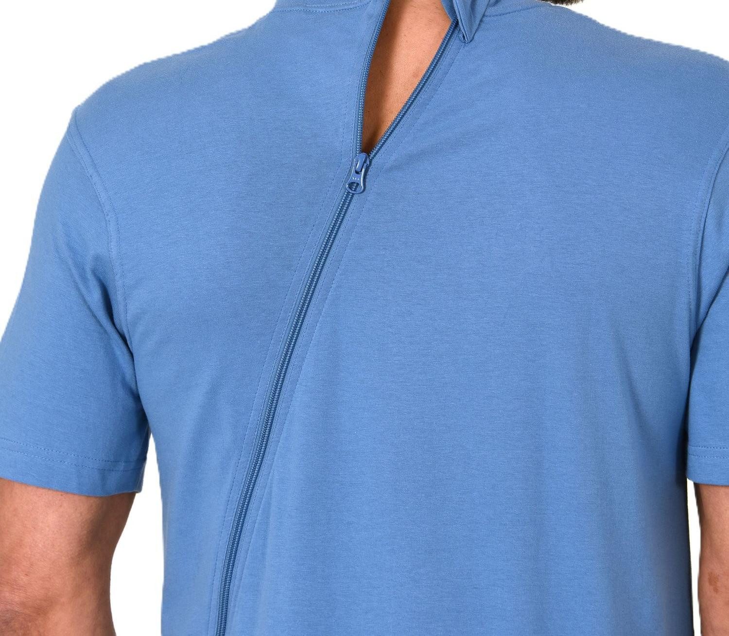 Normann Pyjama Herren Pflegeoverall kurzarm mit langen Bein + Rücken Reißverschluß – Bild 4 von 4