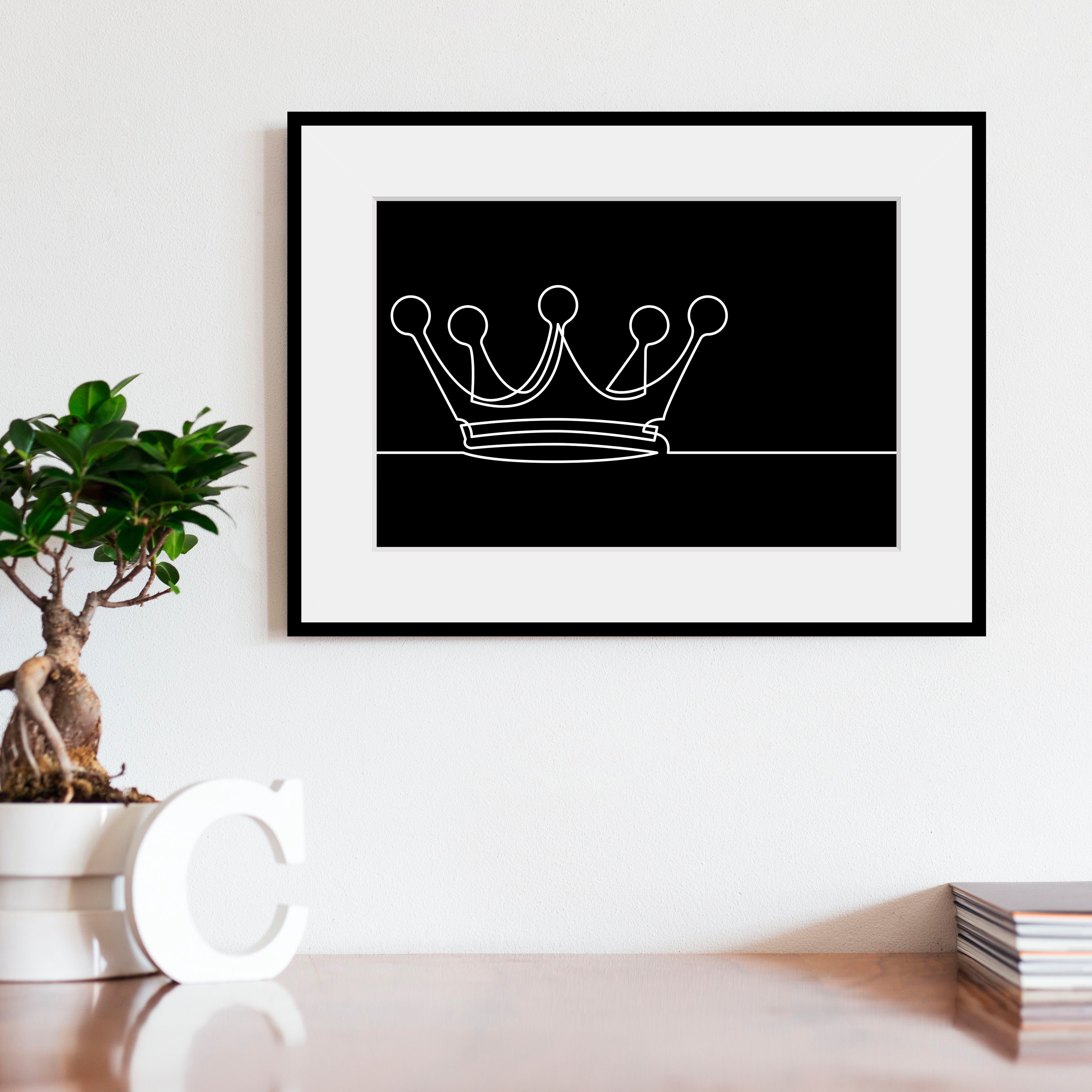 queence Bild KING, Hasen, Kunst, Könige, Modern (1 St), HD Premium Poster-Druck inkl. Holzrahmen