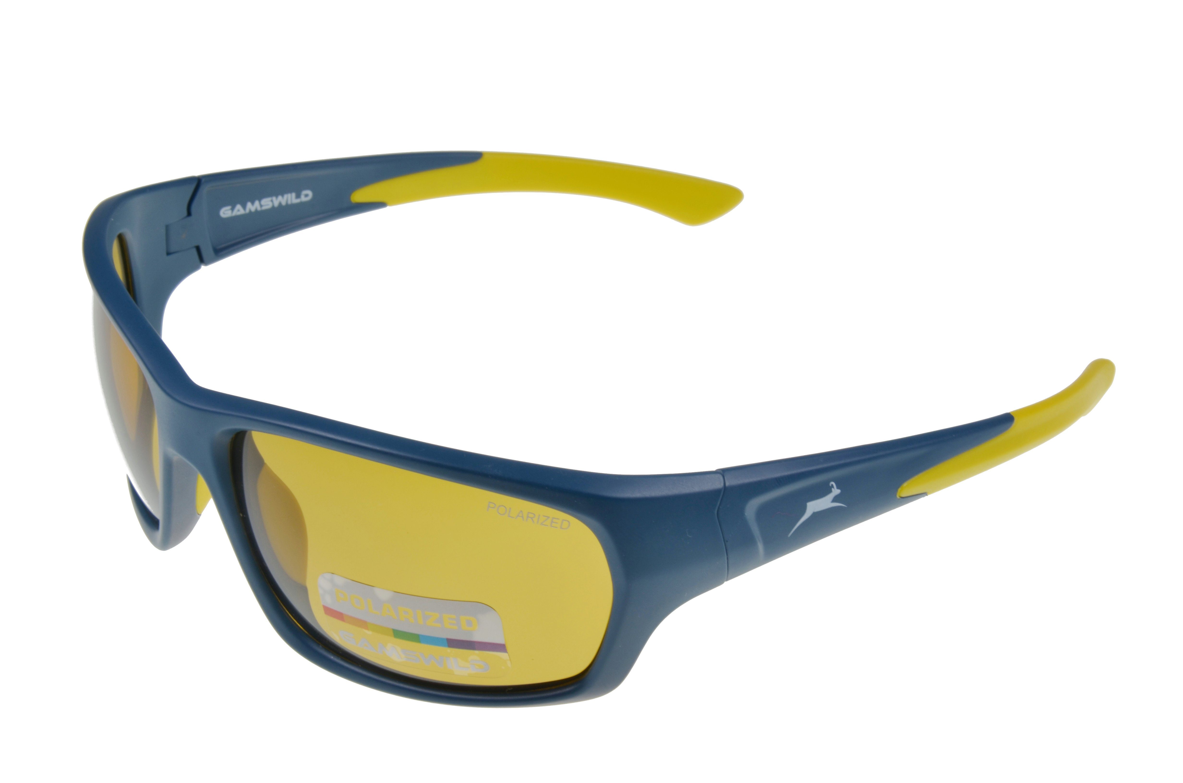 Gamswild Sportbrille WS4632 Sonnenbrille Skibrille Fahrradbrille Damen Herren Unisex TR90, polarisiert, beere-pink, schwarz-grün, amber, blau-grau blau_amber