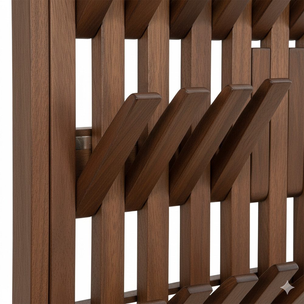 HOME DELUXE Garderobe Garderobenpaneel QUEST 55 x 4 x 105 cm, Aus Kautschukbaum, Hakenpaneel, Wandgarderobe, Kleiderhaken