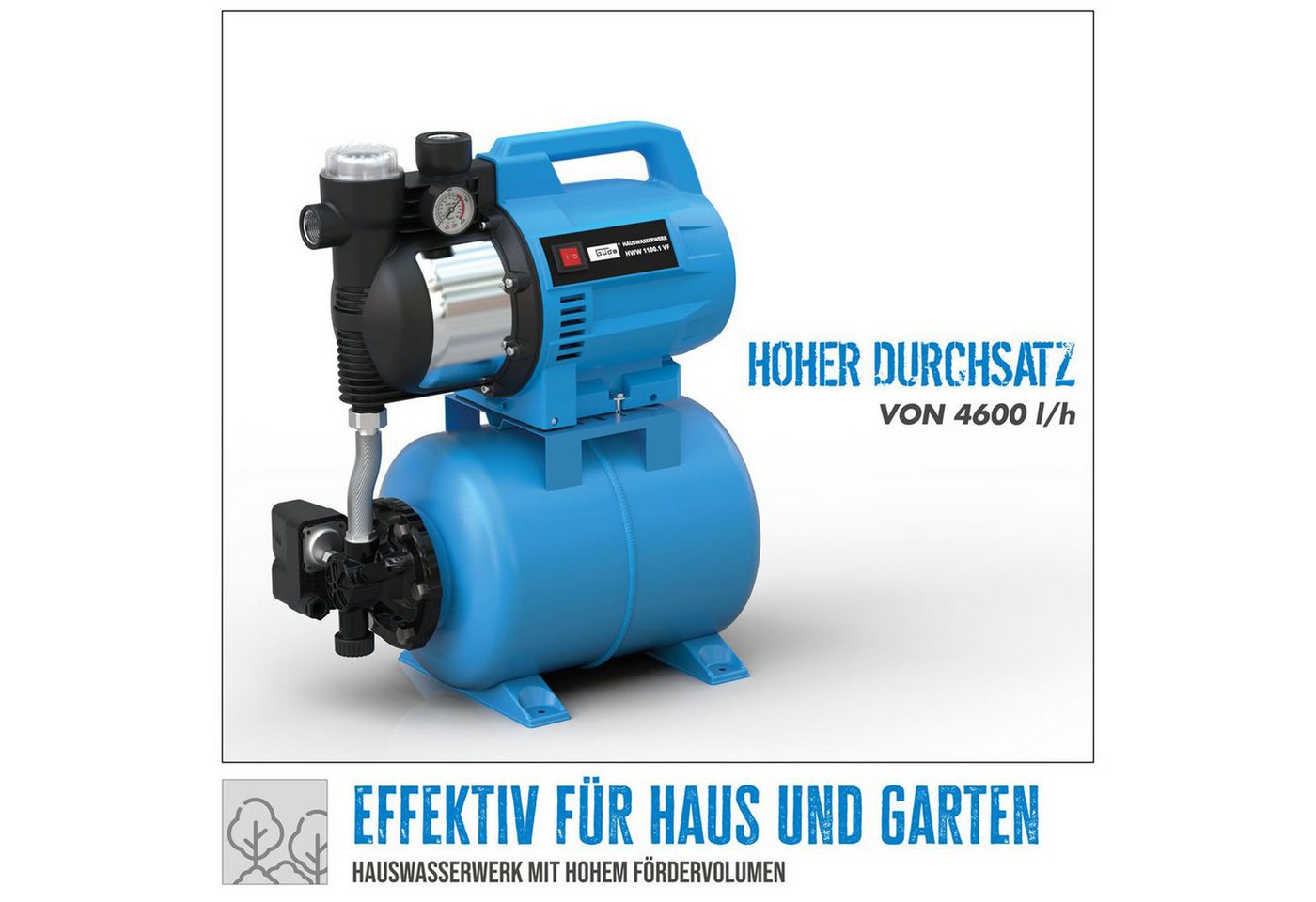 Thumbnail - Güde Hauswasserwerk Güde Hauswasserwerk HWW 1100.1 VF 4600 l/h, Förderhöhe max. 46 m, (Set)