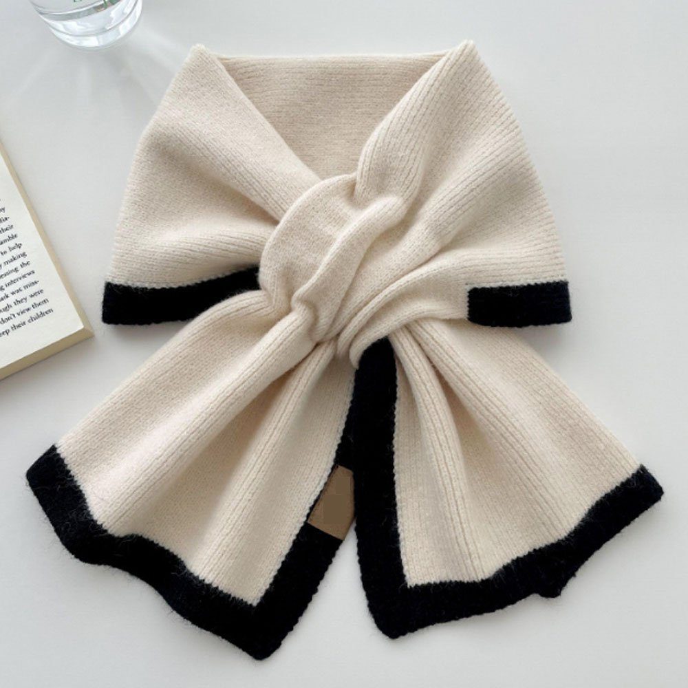 LAKKEC Schal, Kurzer glatt einfarbig 26×88 Damen Warm Mode Winter weich Strickschal Weiß Modeschal