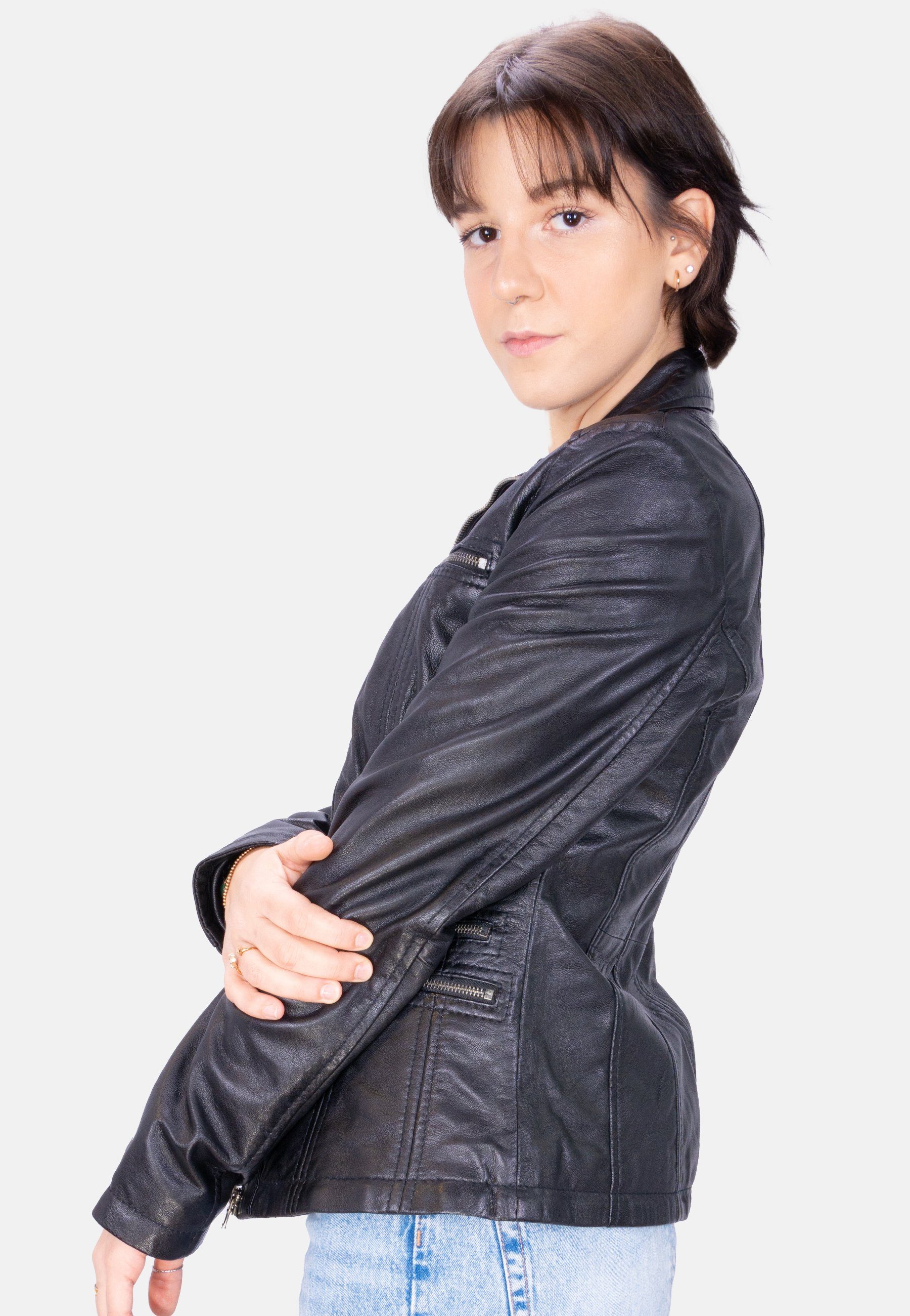 Lolus Lederjacke Clara Klassisch elegante Damen Lederjacke aus weichem Lammnappa Leder