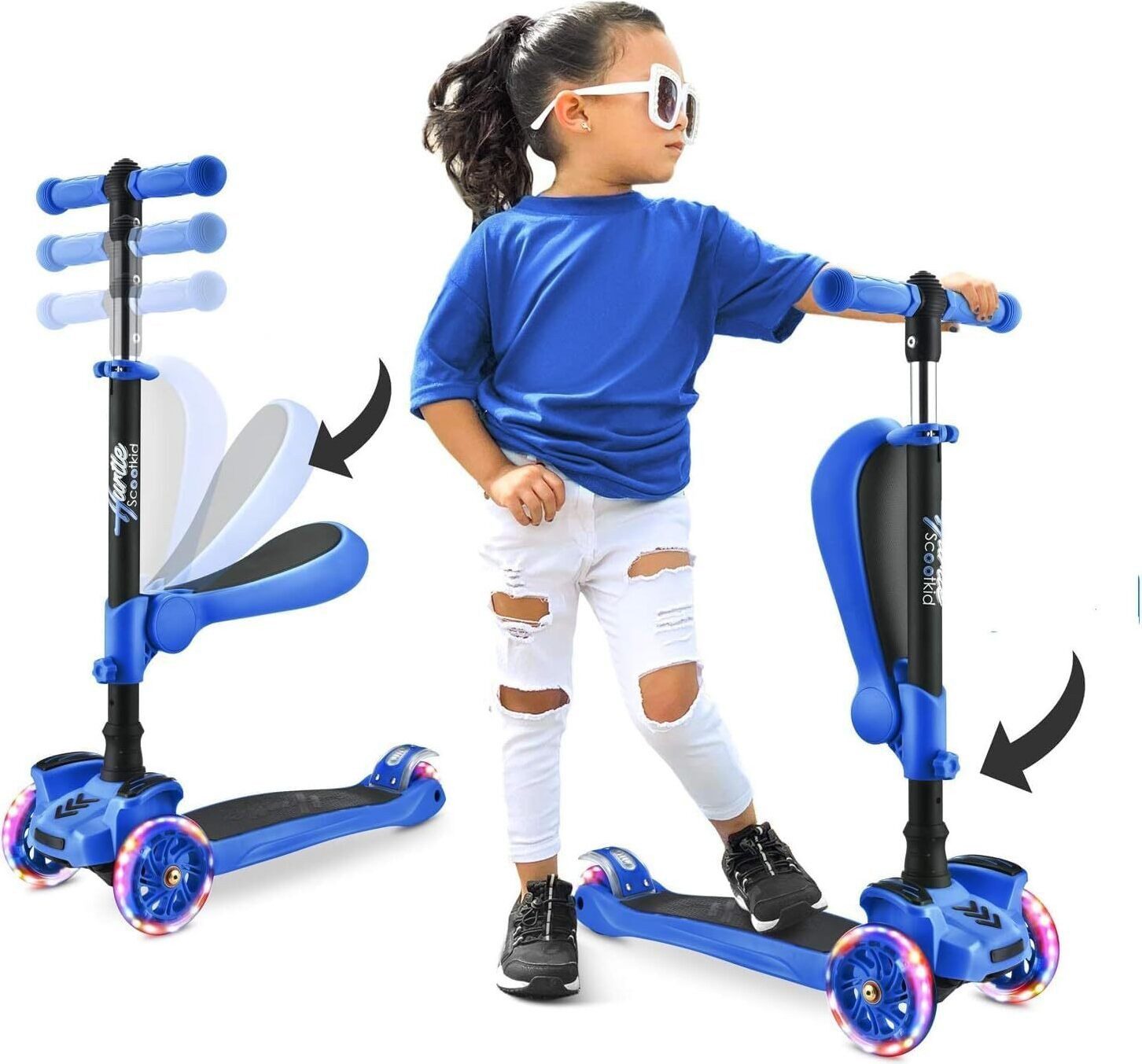 Dreiradscooter Kinder Roller, Scooter Kinder, Kinderroller ab 1-14 Jahre, Cityroller