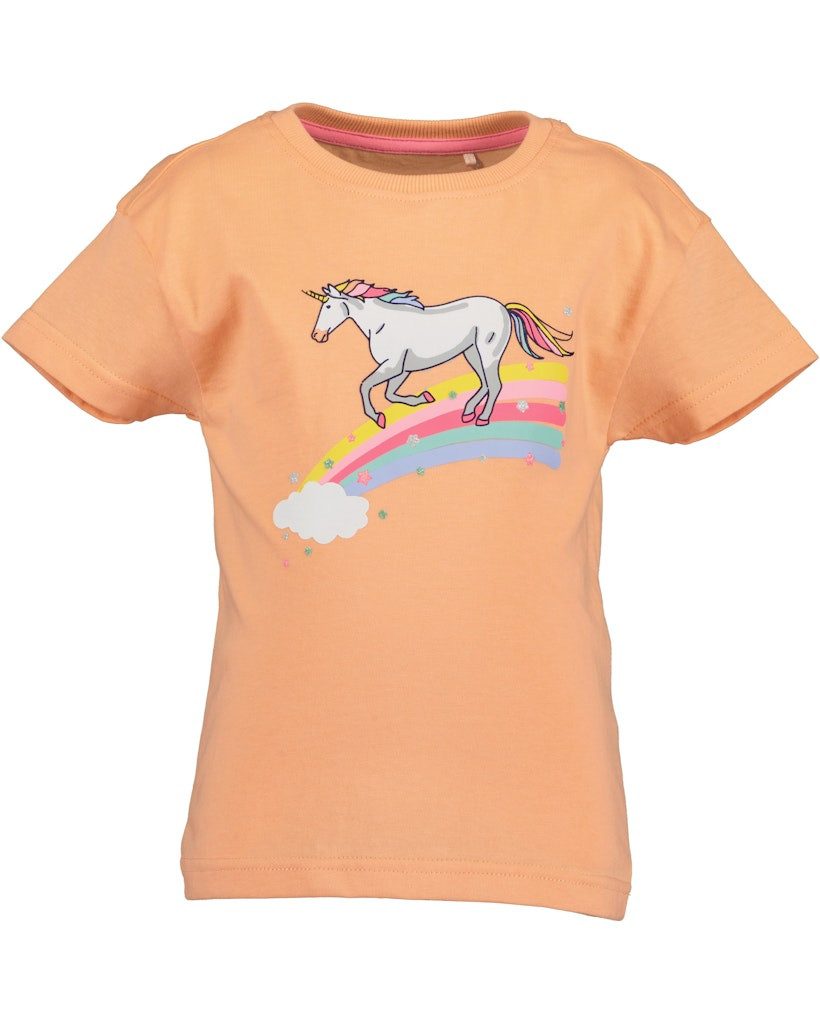 Blue Seven T-Shirt Blue Seven Mädchen T-Shirt Einhorn orange (1-tlg)