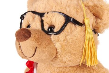BRUBAKER Kuscheltier Teddybär für den Abschluss, Abitur oder Studium (1-St), Teddy Plüschbär mit Brille, Diplom und Doktorhut 25 cm - Plüschtier - Hellbraun