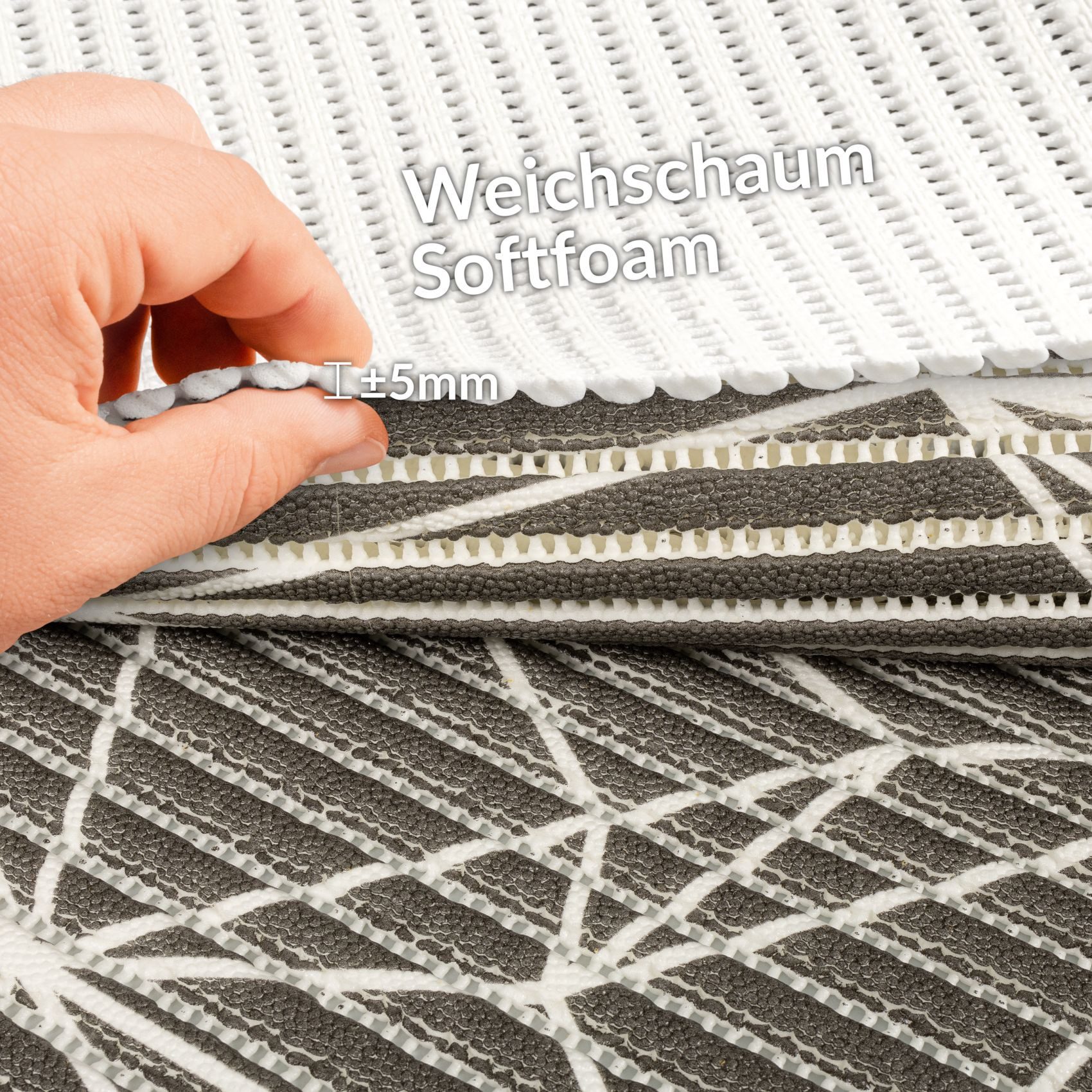 ANRO Schaum-Badematte Antirutschmatte Weichschaummatte Badezimmer Premium, Höhe 5 mm, wasserdurchlässig, pflegeleicht, Rillen, rutschhemmend, Drainage Effekt, s – Bild 5 von 5