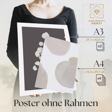 Heimlich Poster Set als Wohnzimmer Deko, Bilder DINA3 & DINA4, Atelier Bontanique, Abstrakt