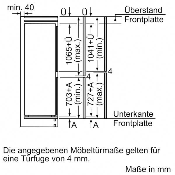 hoch, BOSCH Serie 55,8 6 177,2 KIN86ADD0, cm cm Einbaukühlgefrierkombination breit