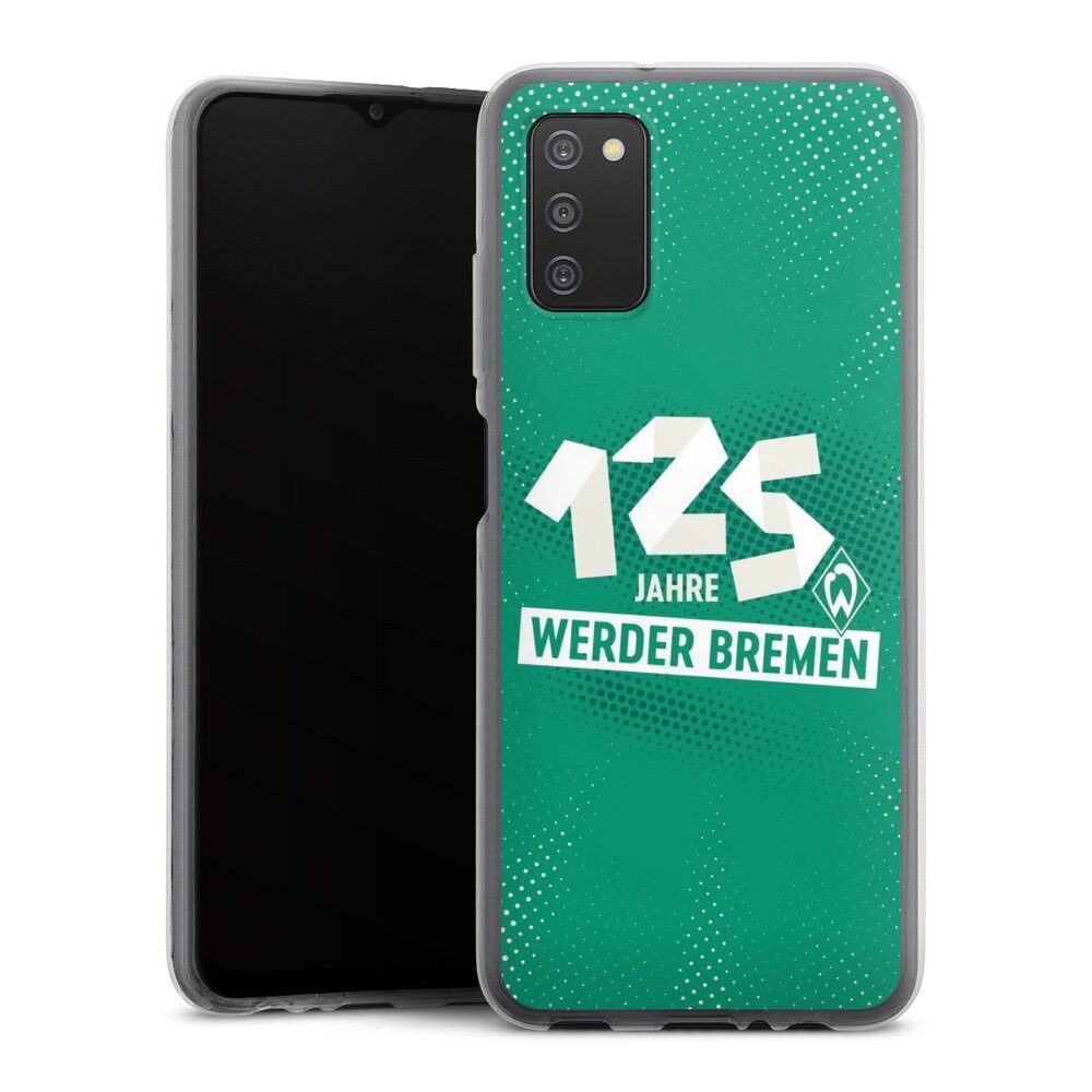 DeinDesign Handyhülle 125 Jahre Werder Bremen Offizielles Lizenzprodukt, Samsung Galaxy A03s Silikon Hülle Bumper Case Handy Schutzhülle
