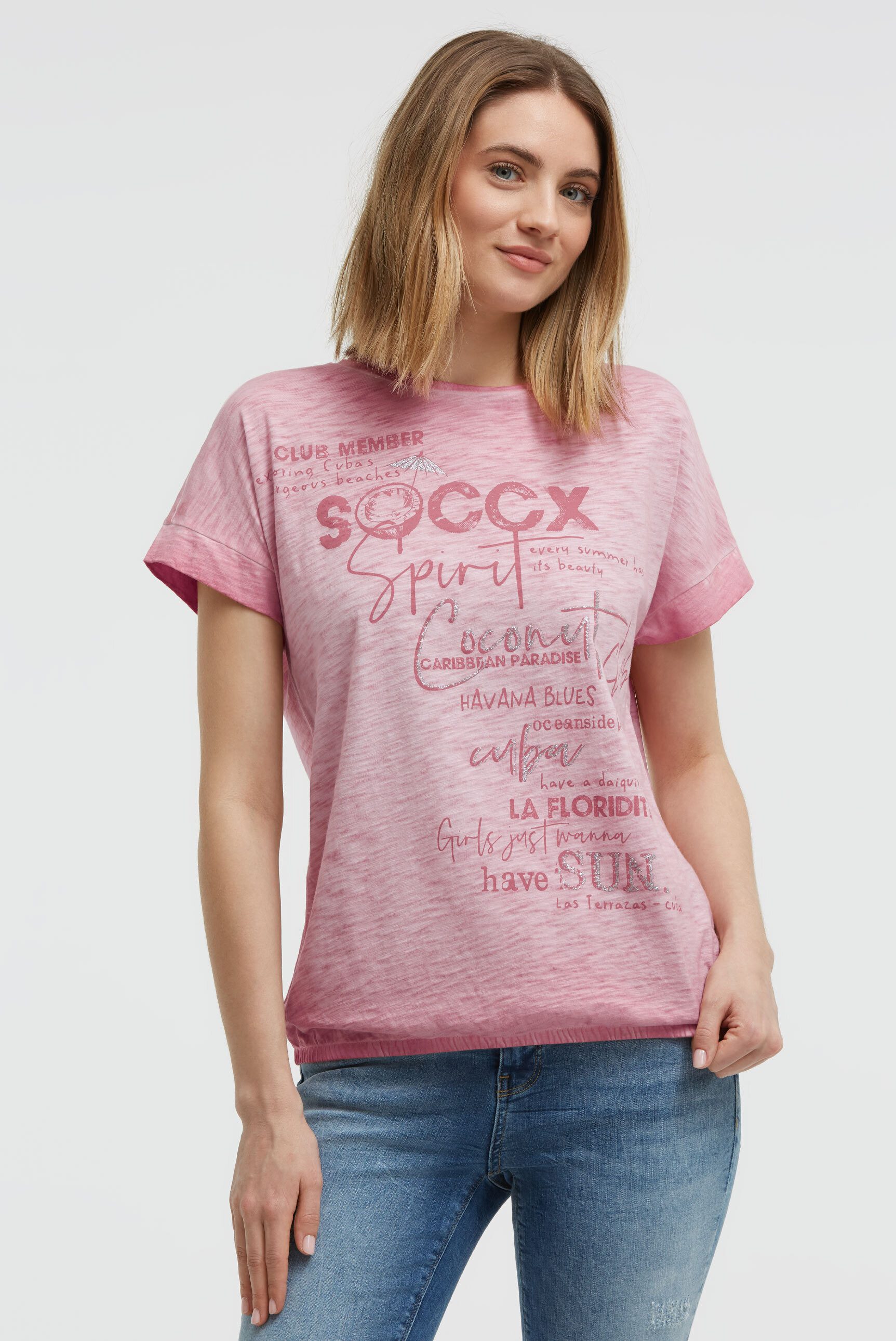 SOCCX Rundhalsshirt mit Gummizug im Saum