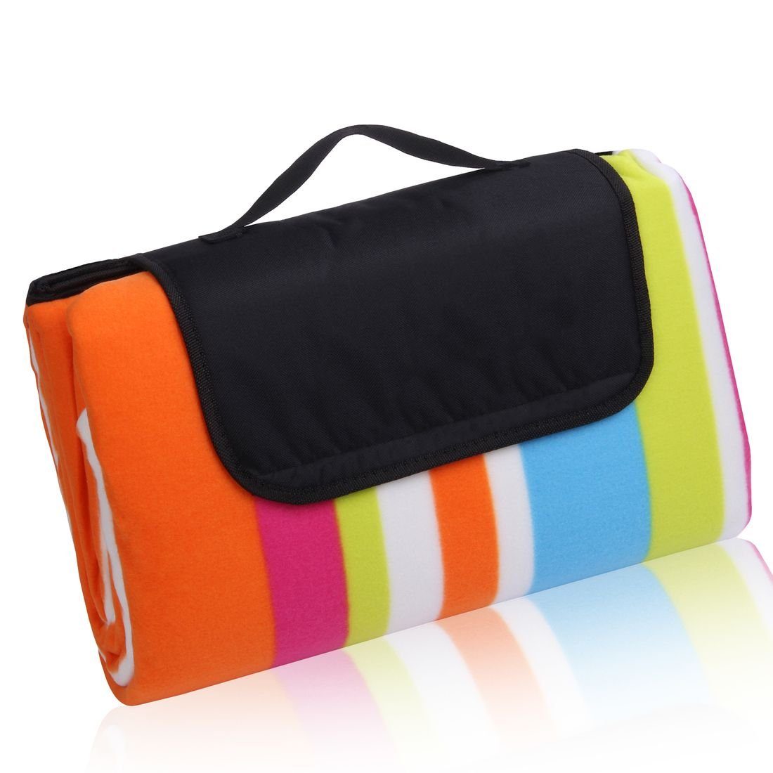 Picknickdecke yourGEAR Stripe XL Picknickdecke 200x200 Camping Fleece Decke wasserdichte & isolierte Stranddecke