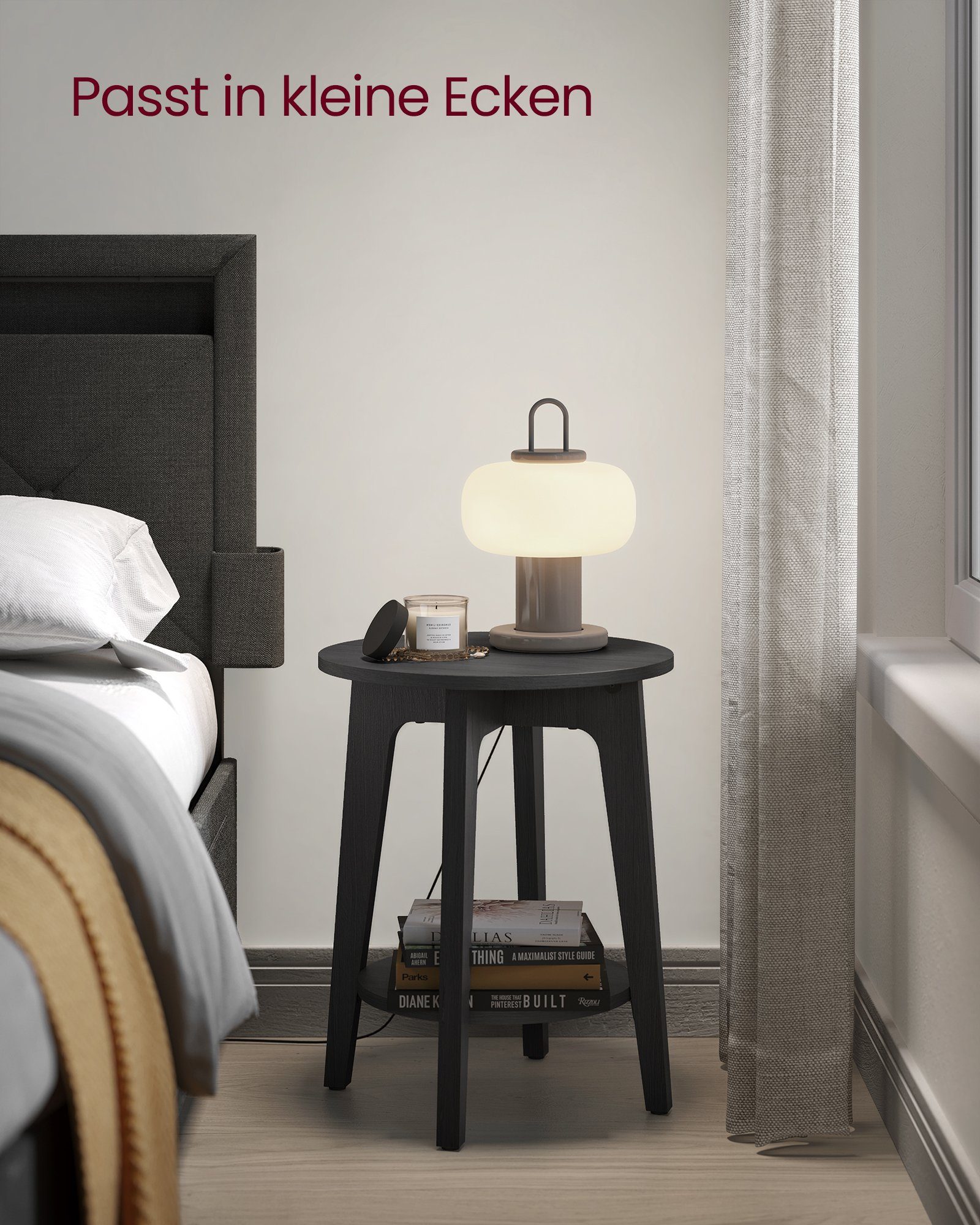 VASAGLE Beistelltisch, rund, mit unterer Ablage, modern, 40 x 50 cm günstig online kaufen