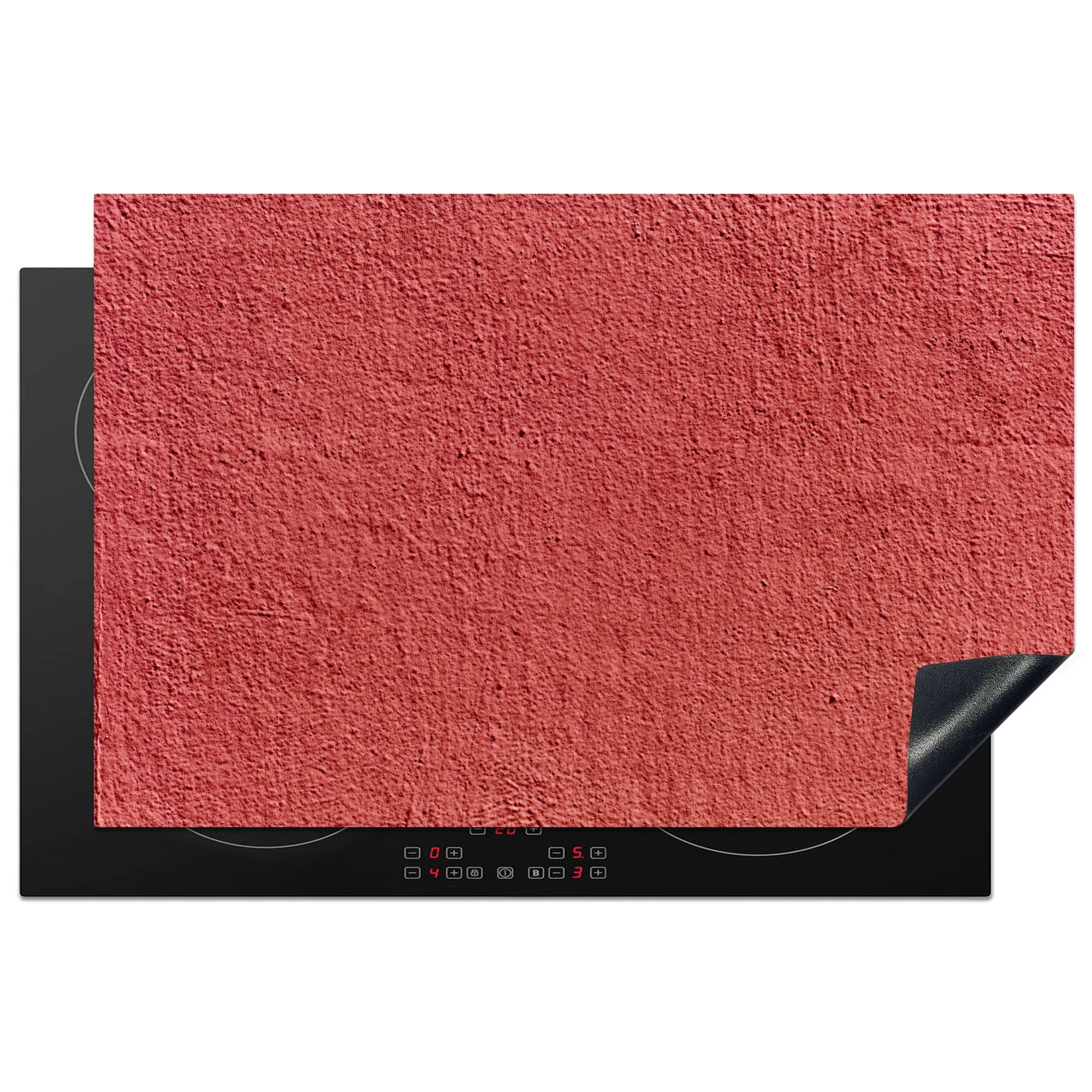 Ceranfeldabdeckung Beton cm, (1 Herdblende-/Abdeckplatte küche, - Rot, Induktionskochfeld tlg), für MuchoWow - Wand die Vinyl, Schutz 81x52