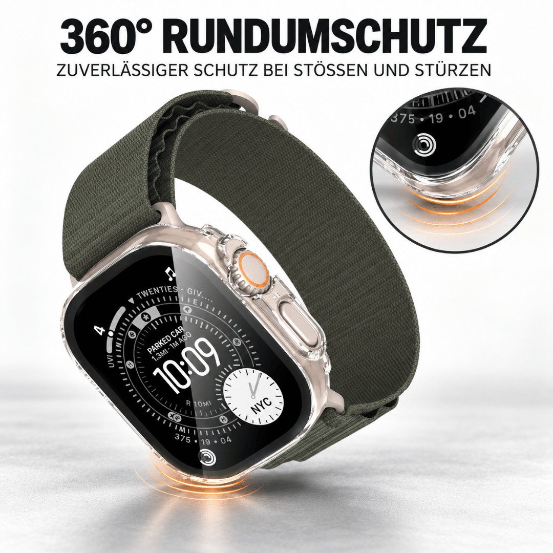 SmartUP Smartwatch-Hülle für Apple Watch Ultra 4 49mm Schutzglas Panzerfolie Display Case 360° 1,98, 360 Grad Schutz, präzise Aussparungen – Bild 4 von 5