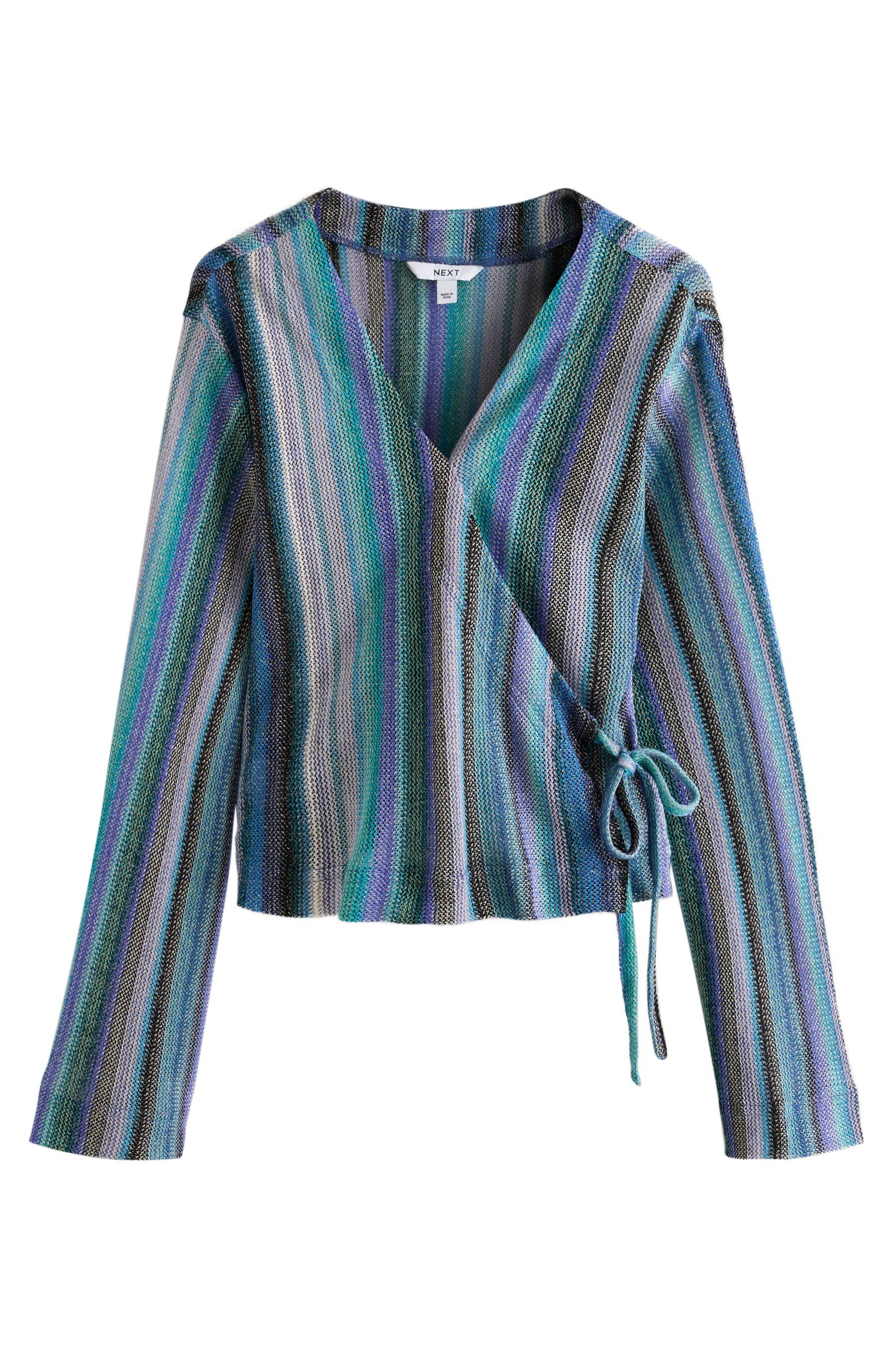 Next Blusenshirt Langärmeliges Wickeltop in Strickoptik mit Glitzer (1-tlg)