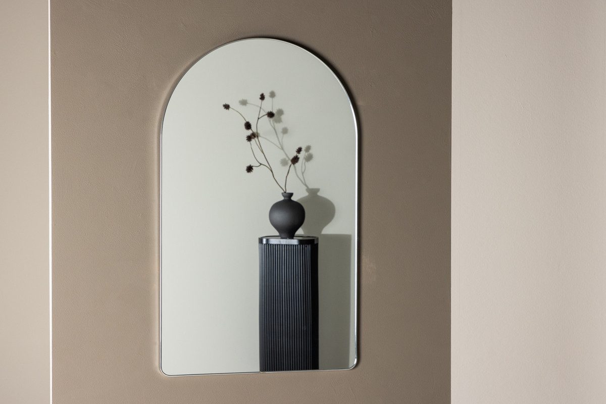 BOURGH Wandspiegel SARASOTA Spiegel 100x60cm - Badspiegel halbrund mit Rahmen silber (1-St)