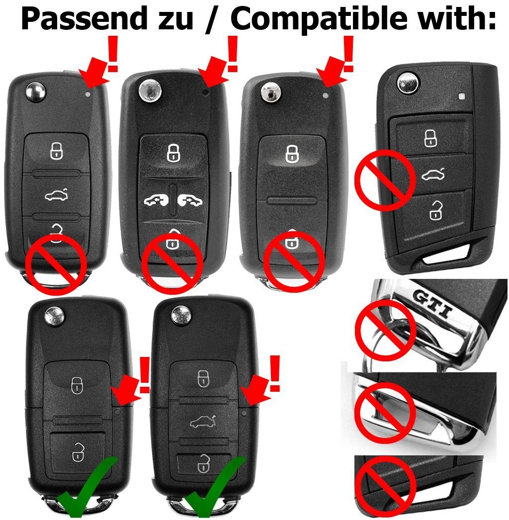 mt-key Schlüsseltasche Autoschlüssel Hardcover Schutzhülle Polo 6 Beetle 5 Passat bis VW Golf T5 Skoda für Octavia Weiß, Sharan 2009